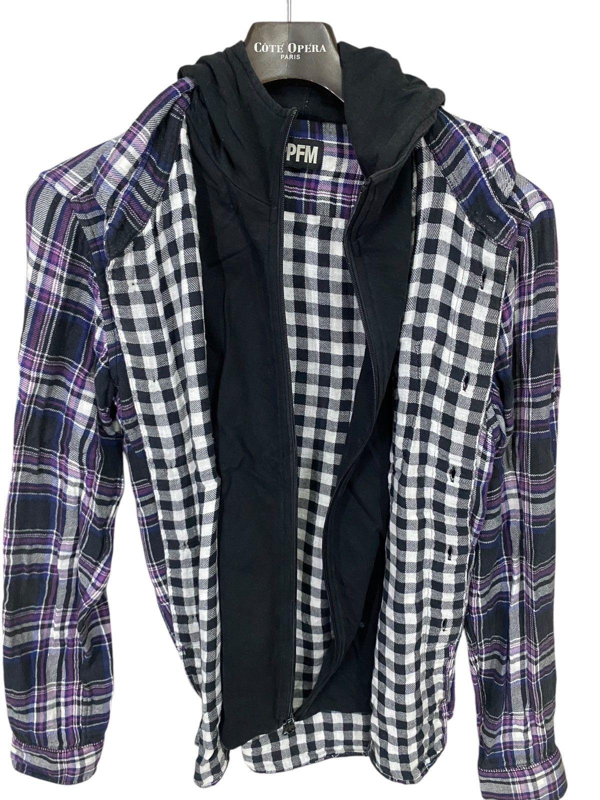 Japanese Brand × PPFM × Seditionaries Vintage ppfm button shirt tartan double layer with hood Size US L / EU 52-54 / 3 - 5 Thumbnail