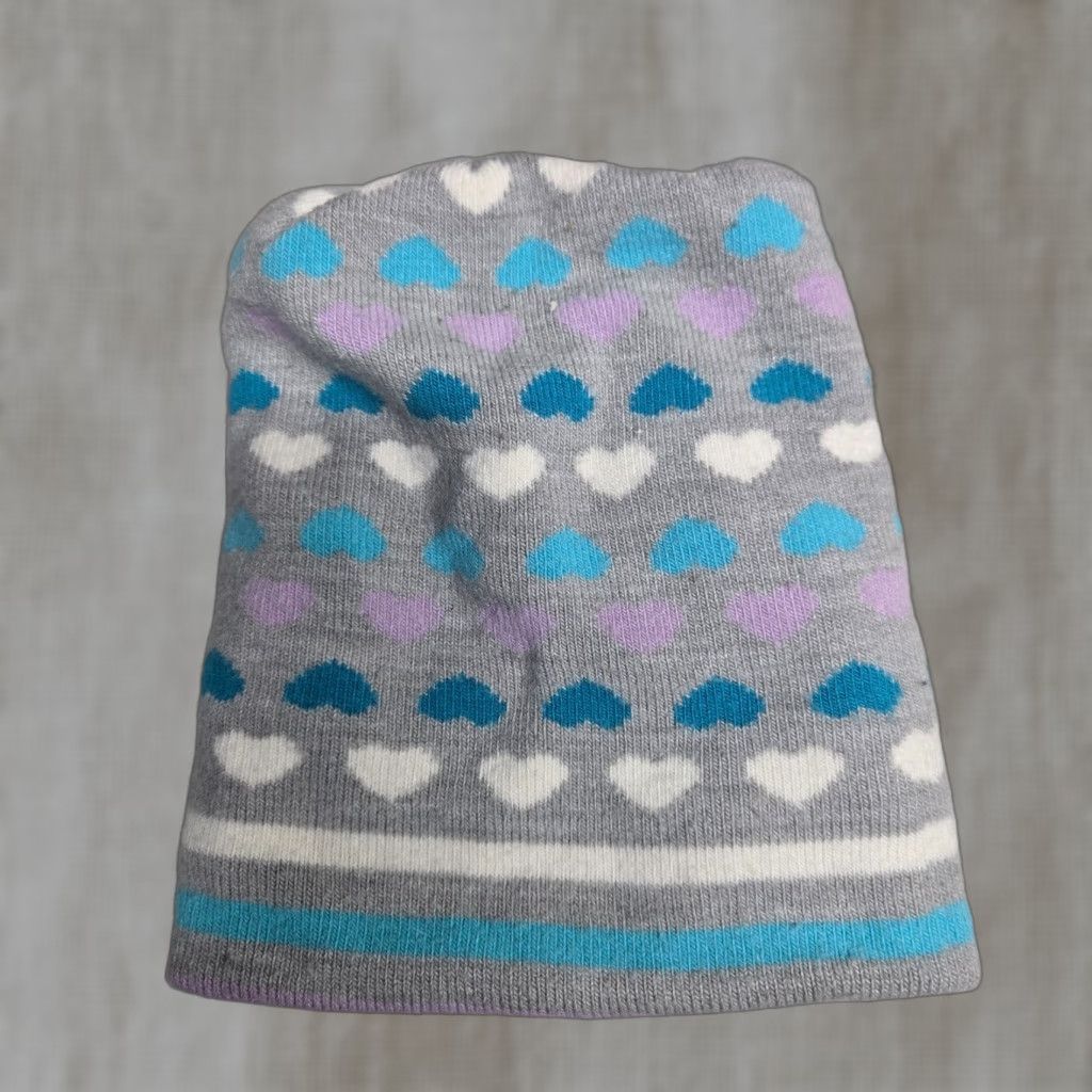 Joe Boxer Beanie Hat Cap Cable Knit Joe Boxer Heart Pattern White Gra Blue Women's Size ONE SIZE - 1 Thumbnail