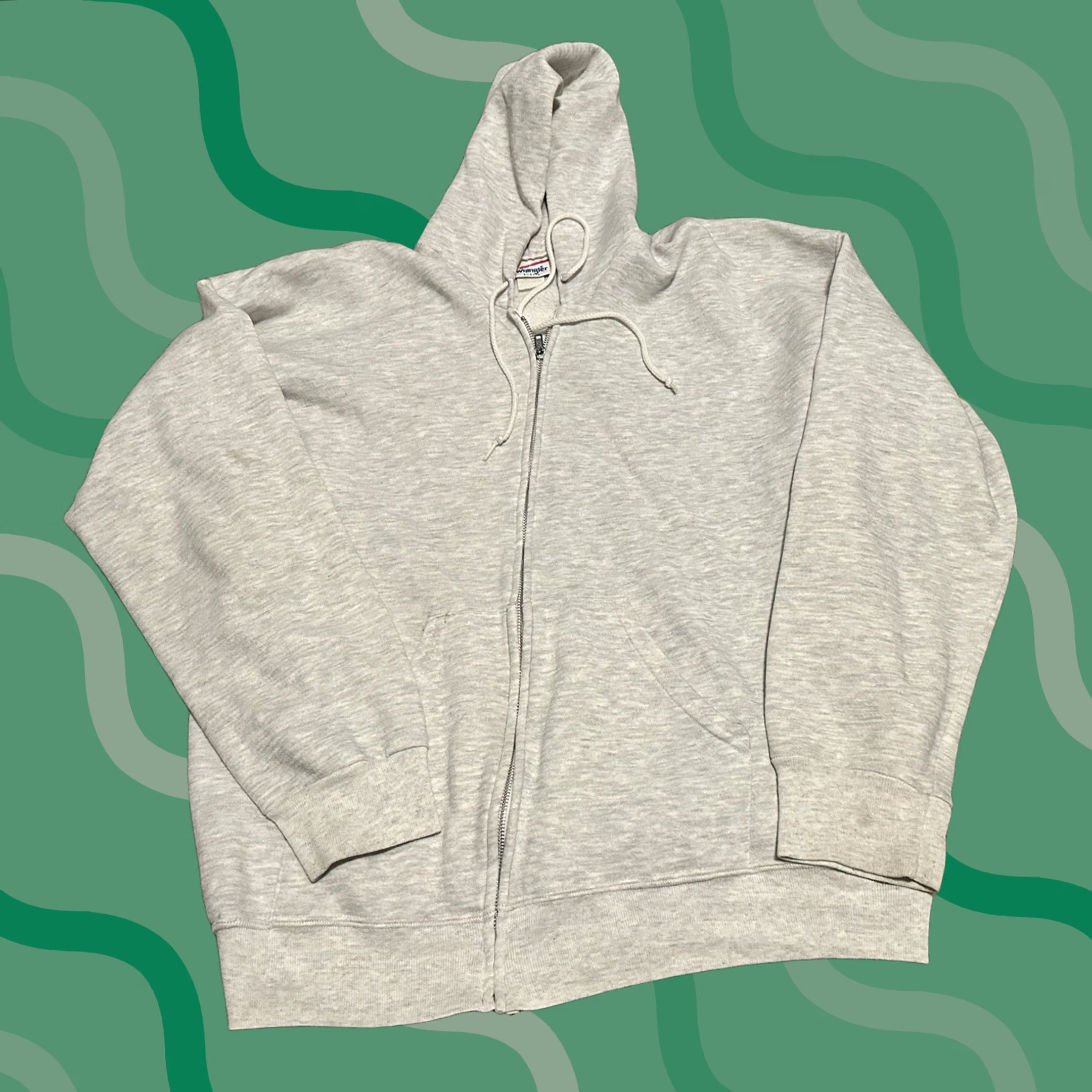 Wrangler VINTAGE Wrangler Hoodie Mens 2XL Gray Full Zip Logo Zipper 80s 90s Retro Grunge Street Style Full Zip Pockets Size US XXL / EU 58 / 5 - 1 Thumbnail