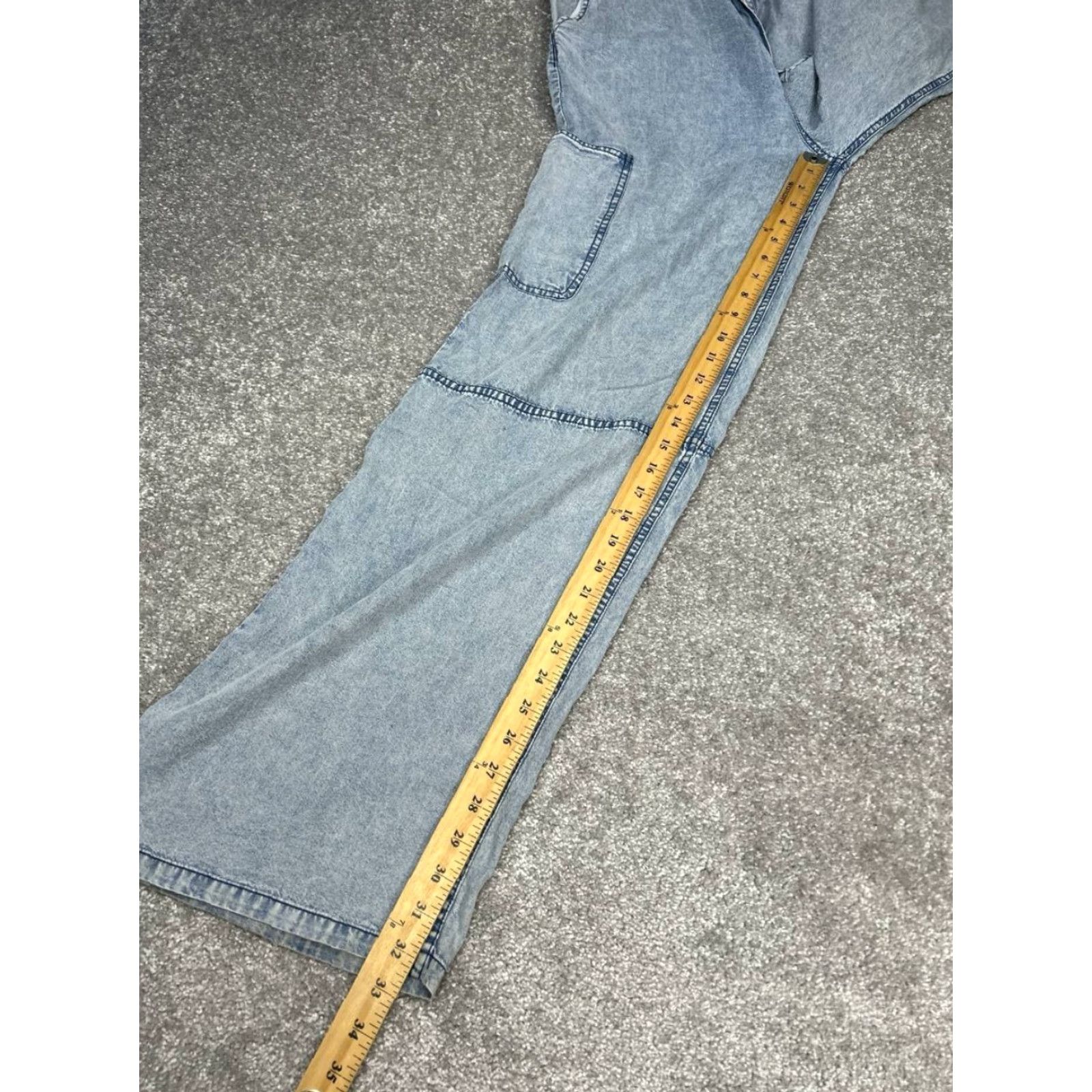 Everlane Everlane Cargo Jeans Women Small Blue Denim Cotton High Rise Wide Leg Drawstring Womens Size 27" / US 4 / IT 40 - 3 Thumbnail