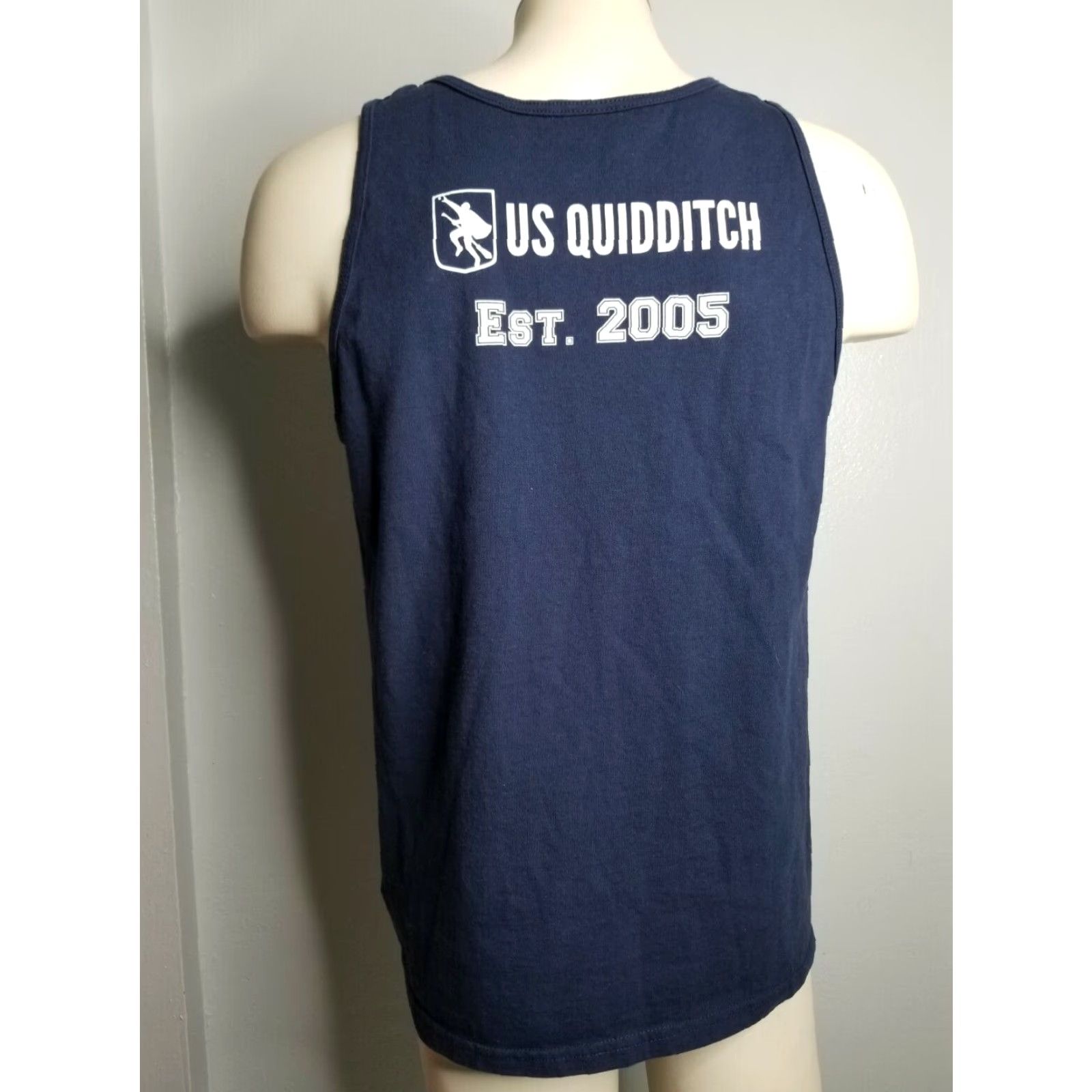 Vintage Mens M US Quidditch Team Tank Top Double-Sided "Broom Shaka Lakka" Tank Mens Blues 90s Activewear Shirt Size US M / EU 48-50 / 2 - 2 Thumbnail