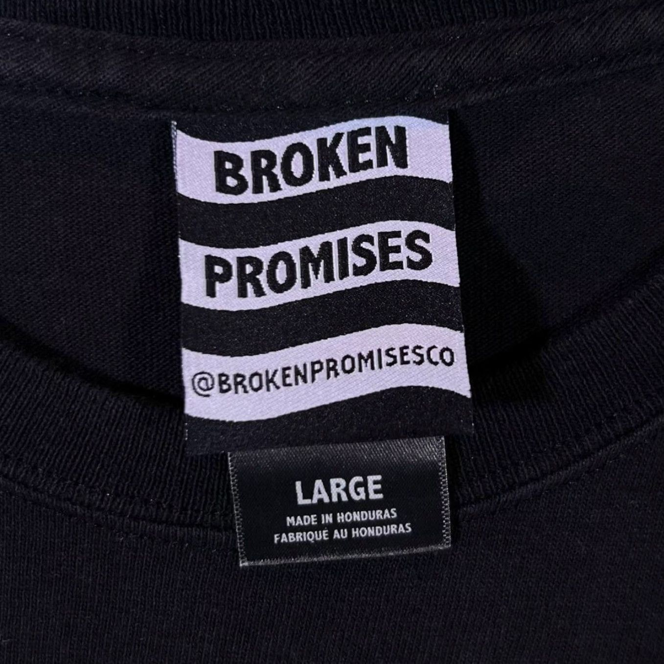 Broken Promises Co. Broken Promises Co. "Never Forgive" Tattoo Goth Graphic Black T-Shirt Large Shirt Mens Cotton Graphic Print Front & Back Size US L / EU 52-54 / 3 - 5 Thumbnail
