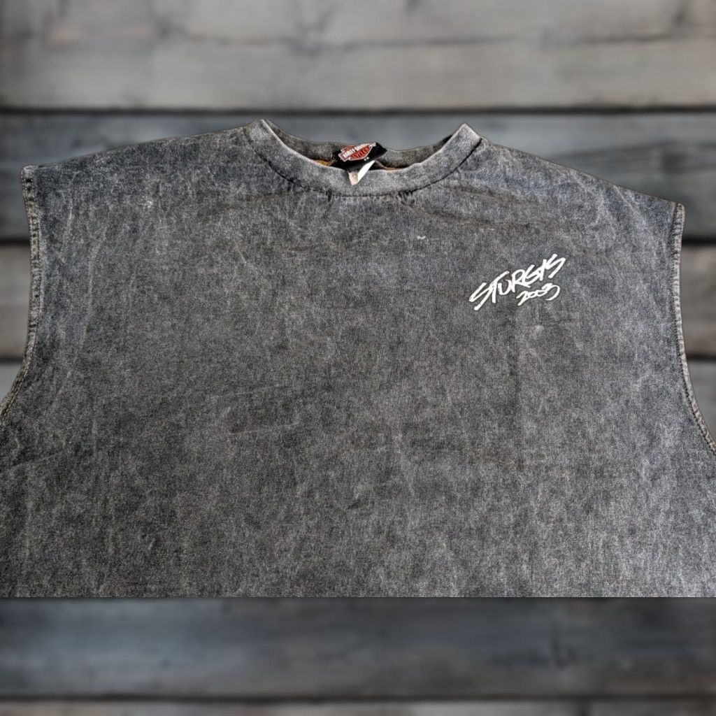 Harley Davidson VINTAGE Harley-Davidson T-Shirt Sleeveless 2XL USA Made Sturgis 2003 Acid Wash Black Mens Short Sleeve Graphic Print Biker USA 90s Size US XXL / EU 58 / 5 - 1 Thumbnail