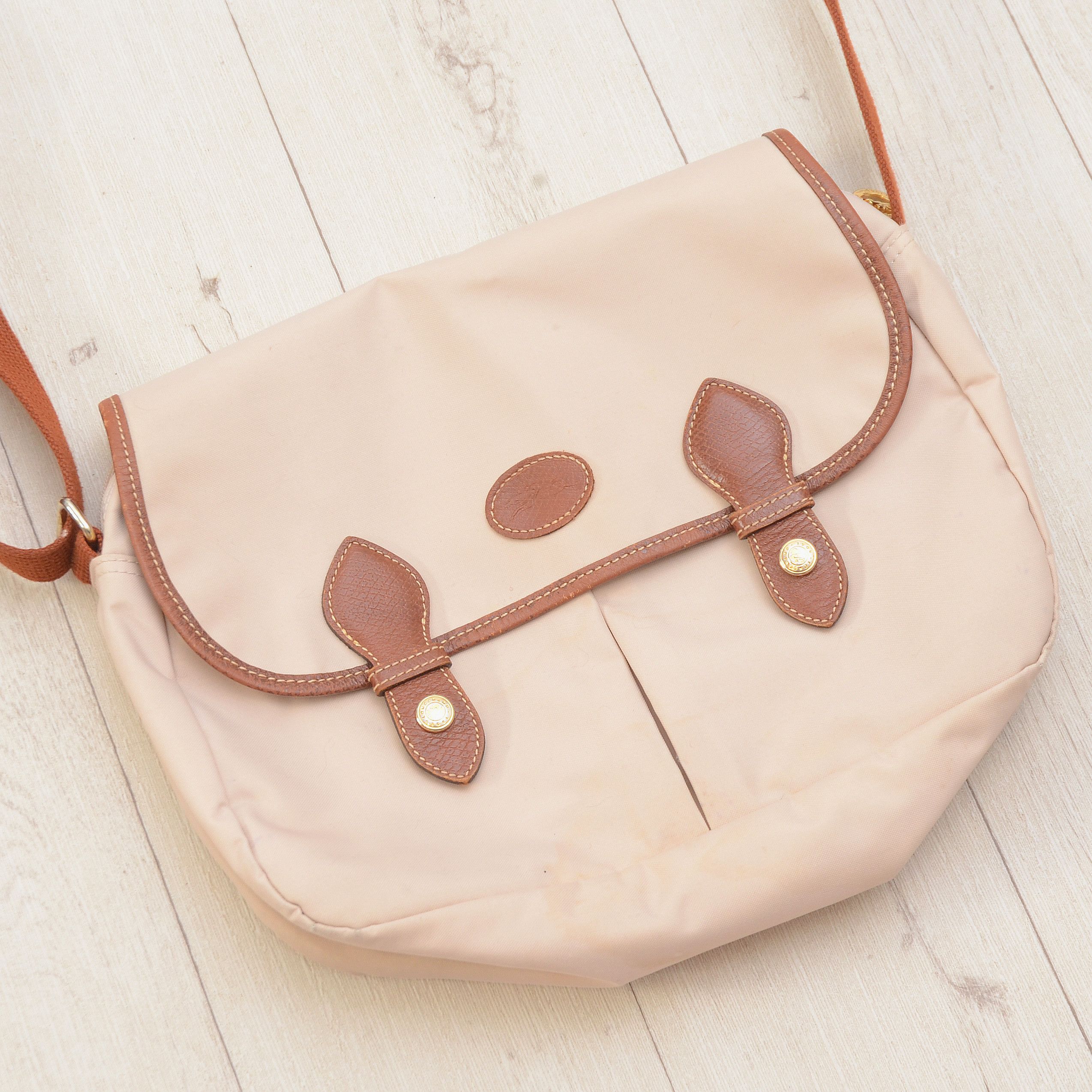 Longchamp Longchamp Le Pliage Crossbody Beige Nylon/Cognac Messenger Size ONE SIZE - 2 Thumbnail