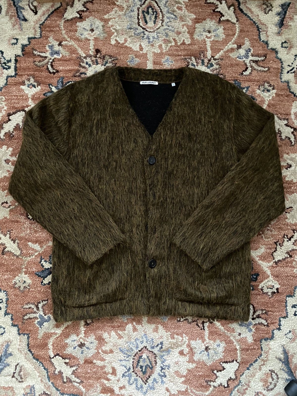 Our Legacy Our Legacy Olive Melange Mohair Cardigan | Grailed