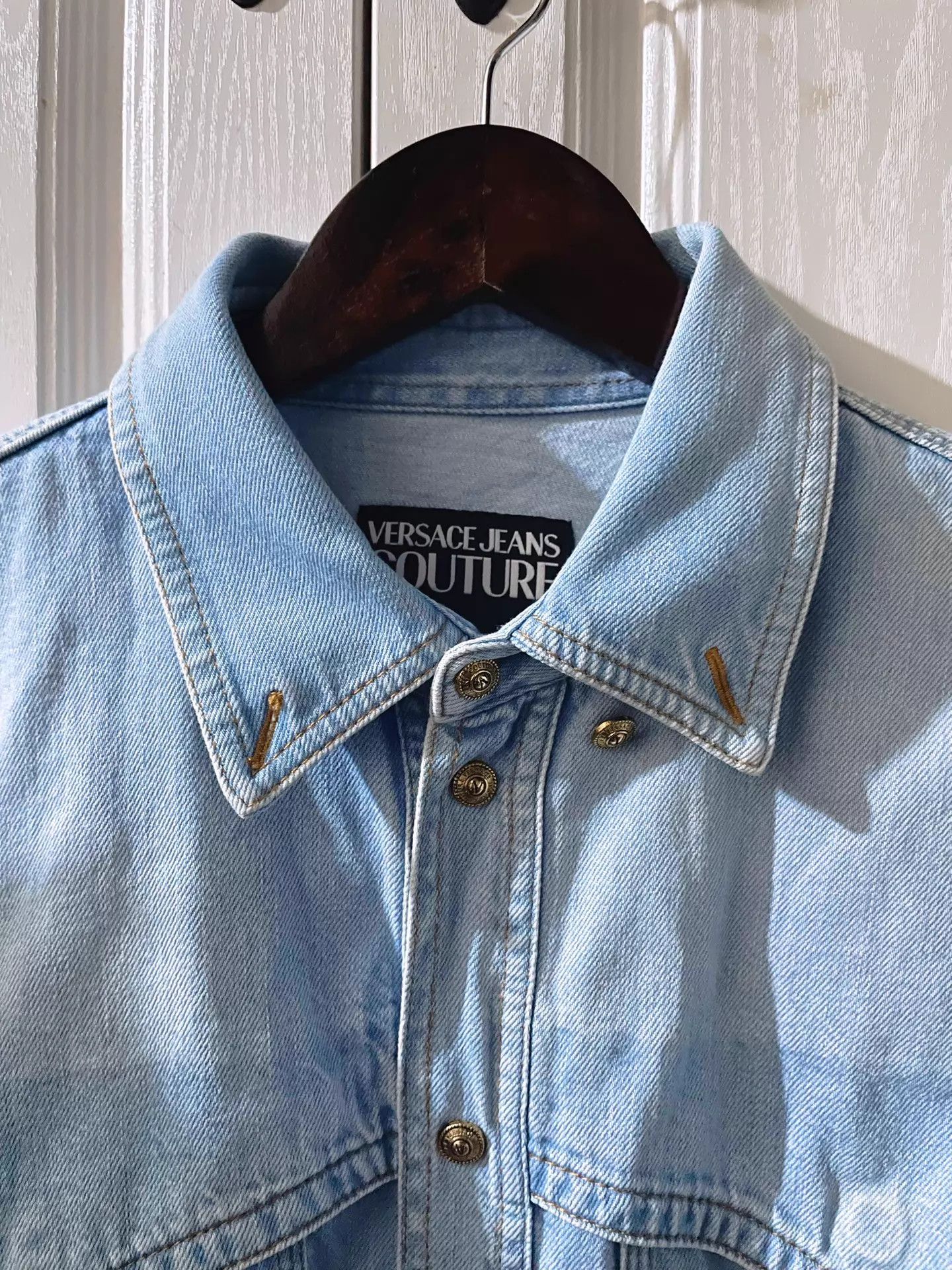 Versace Versace Military Dog Tag Gold Denim Shirt-Jacket Size US M / EU 48-50 / 2 - 3 Thumbnail