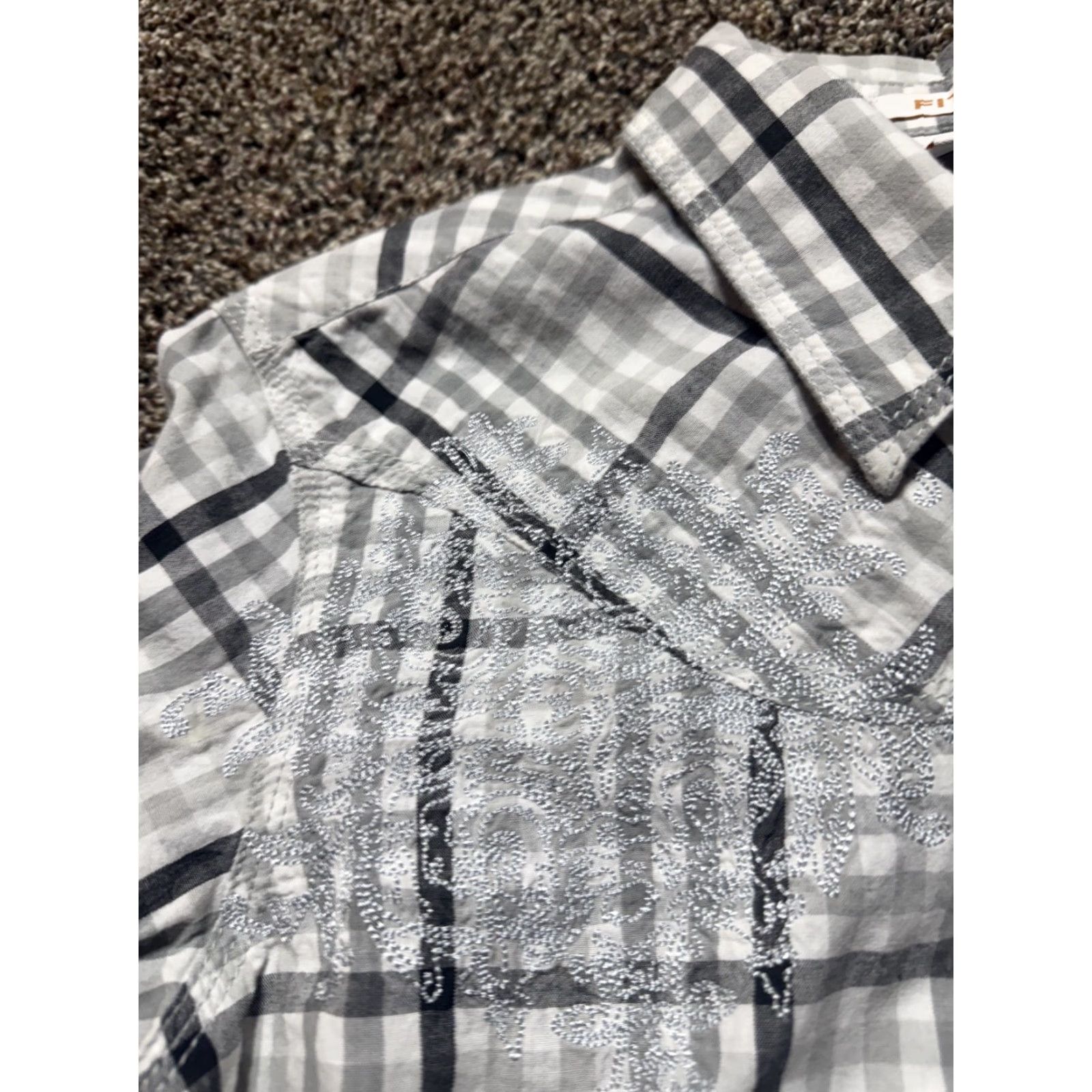 Ariat Ariat Western Cowgirl Women's Shirt Large Gray Plaid Embroidery Snap Size L / US 10 / IT 46 - 4 Thumbnail