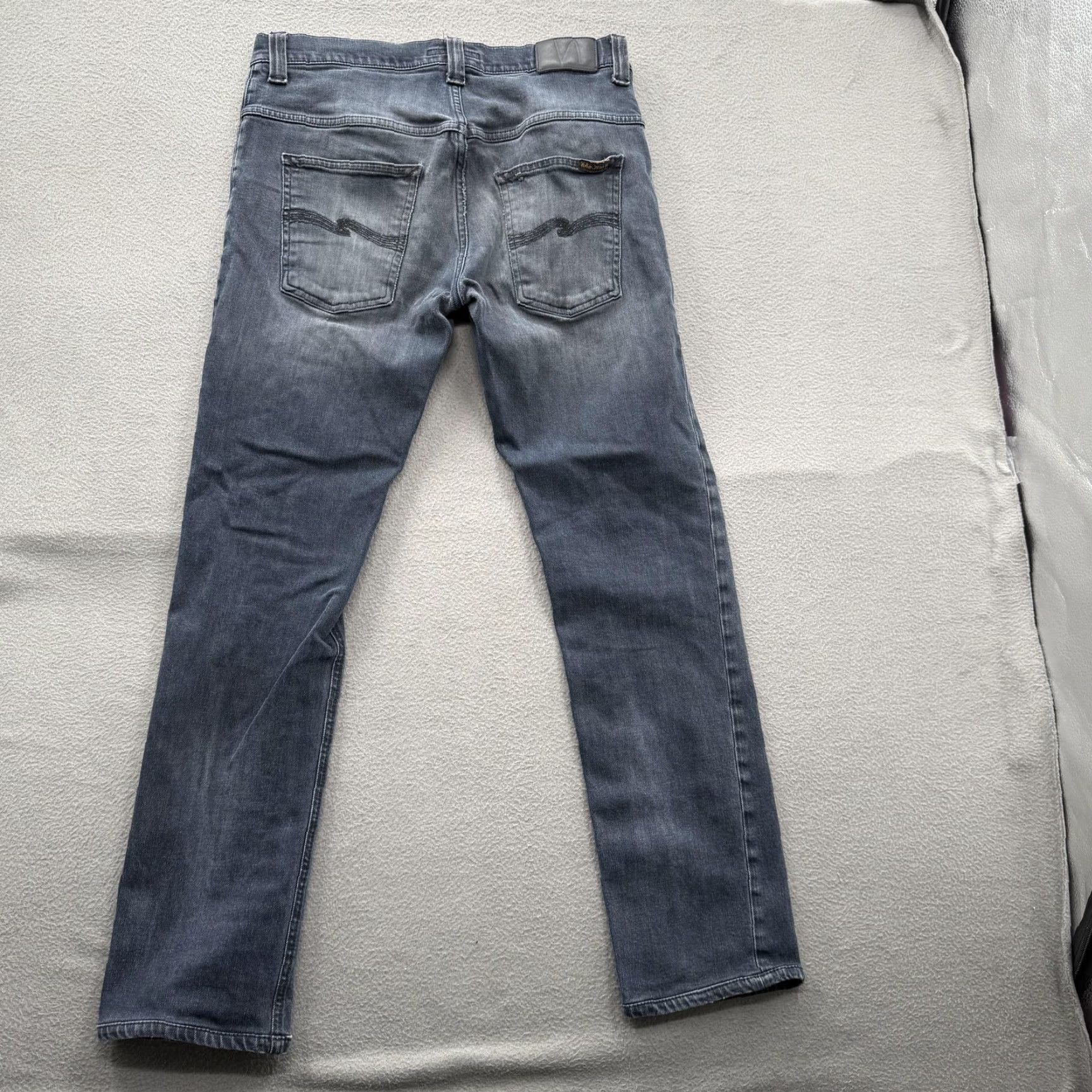 Nudie Jeans Nudie Jeans Co Thin Finn Jeans Mens 32x34 Gray Medium Wash Slim Denim Stretch Zip Fly Pockets Size US 32 / EU 48 - 2 Thumbnail