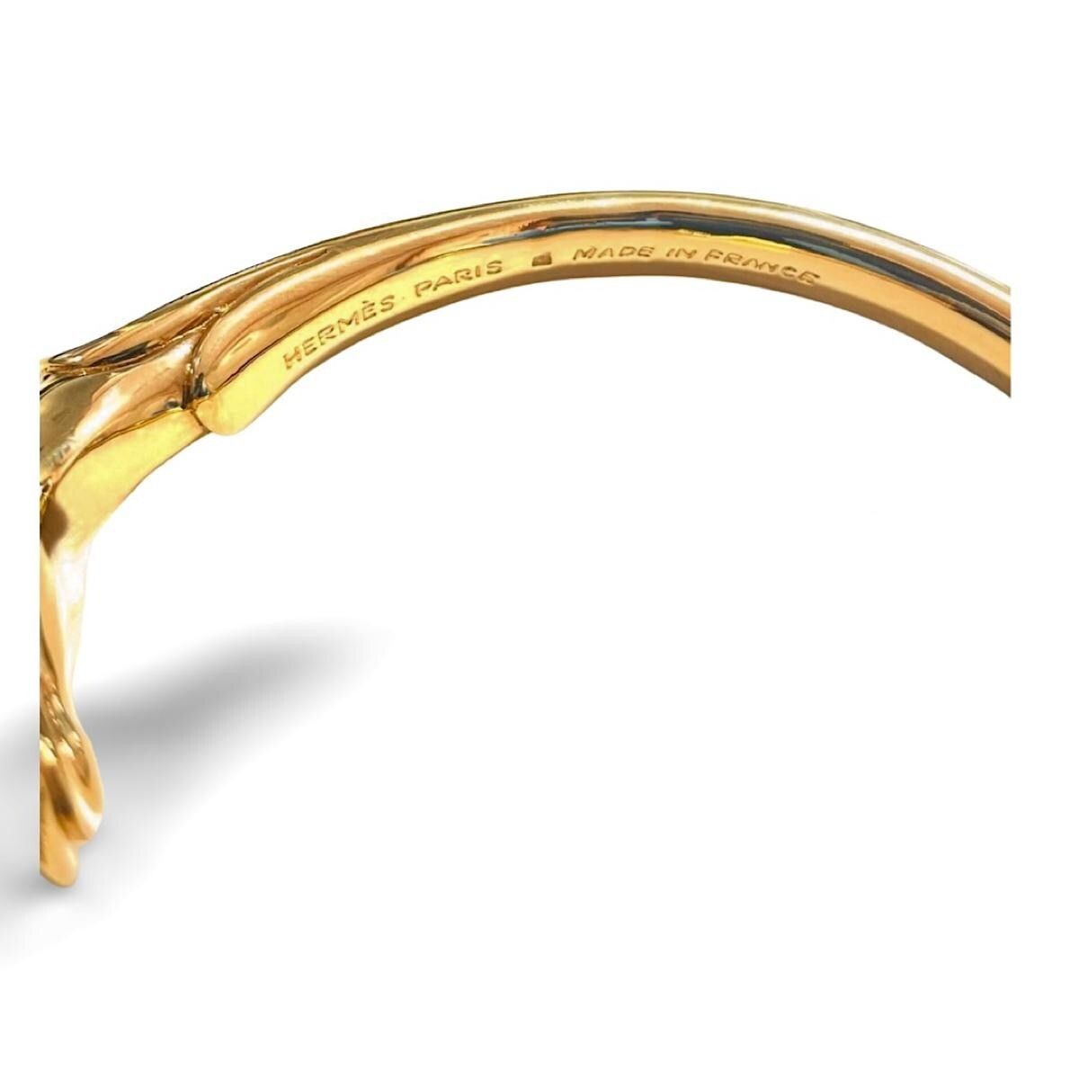 Hermes Vintage Hermes golden horse head design bangle, bracelet. Size ONE SIZE - 5 Thumbnail