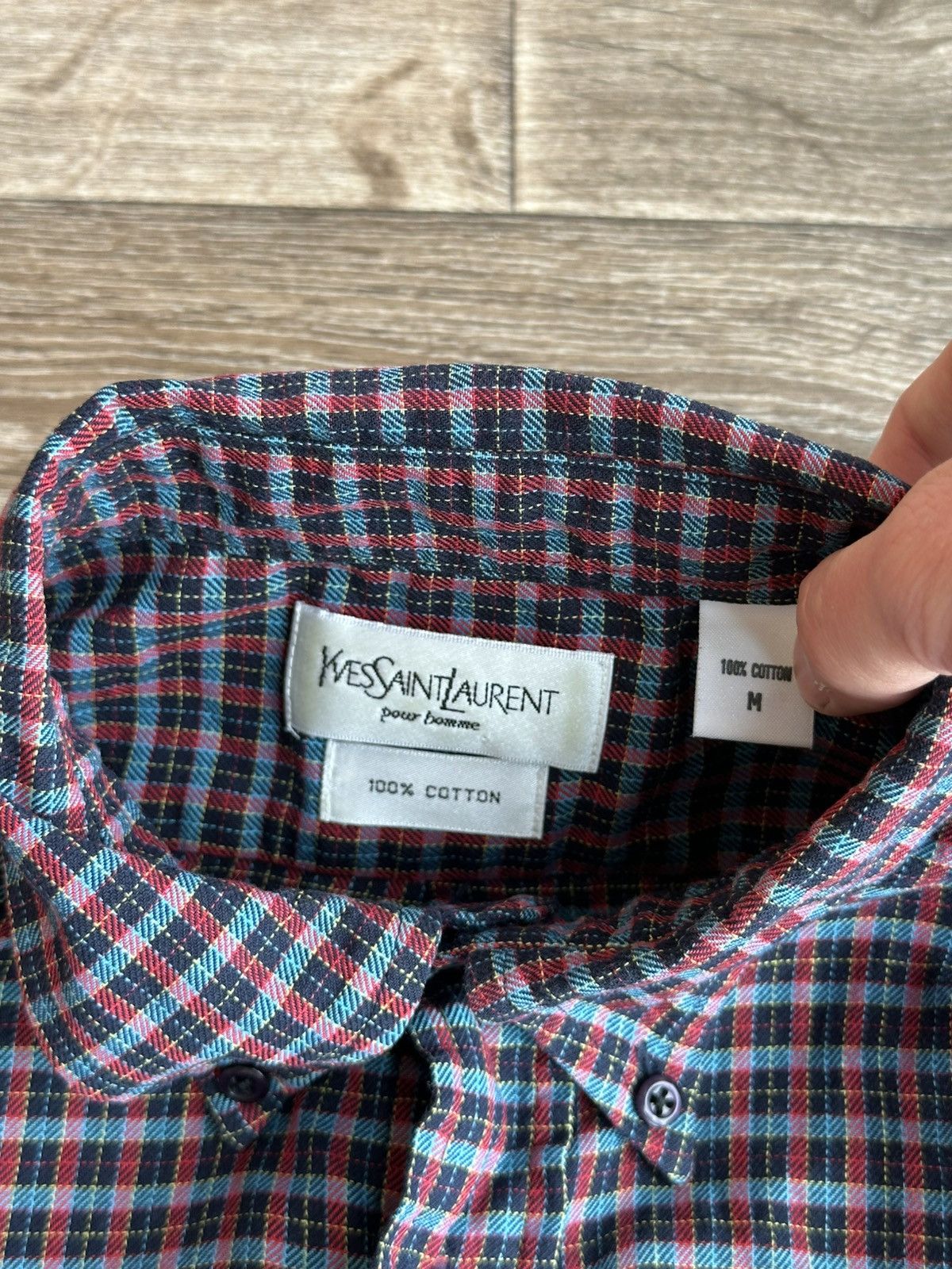Yves Saint Laurent 🔥 Yves Saint Laurent Pour Homme Button Up Cotton Shirt Check Size US M / EU 48-50 / 2 - 3 Thumbnail
