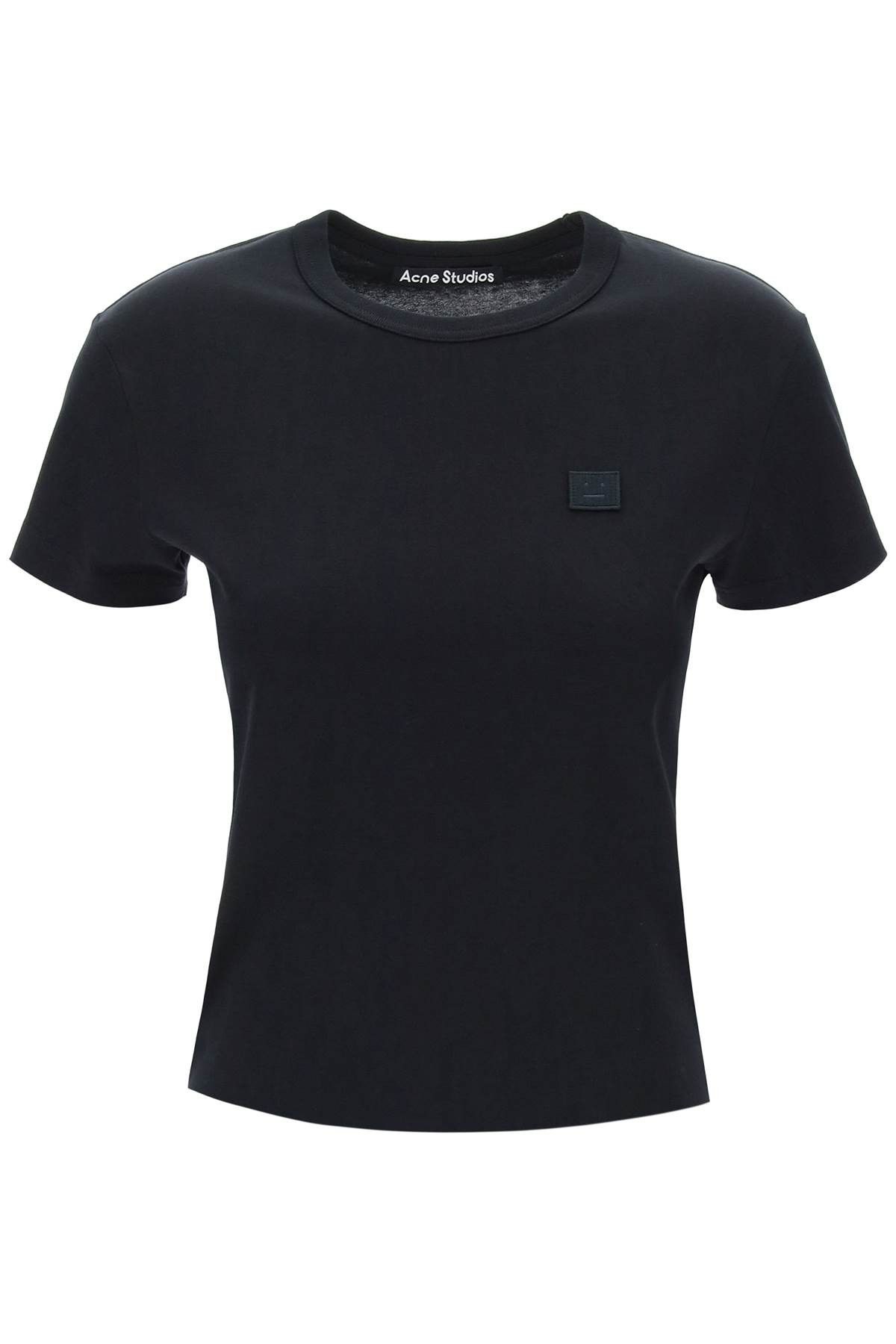 image of Acne Studios Crew-Neck T-Shirt With Logo Patch in Black, Women's (Size Medium)