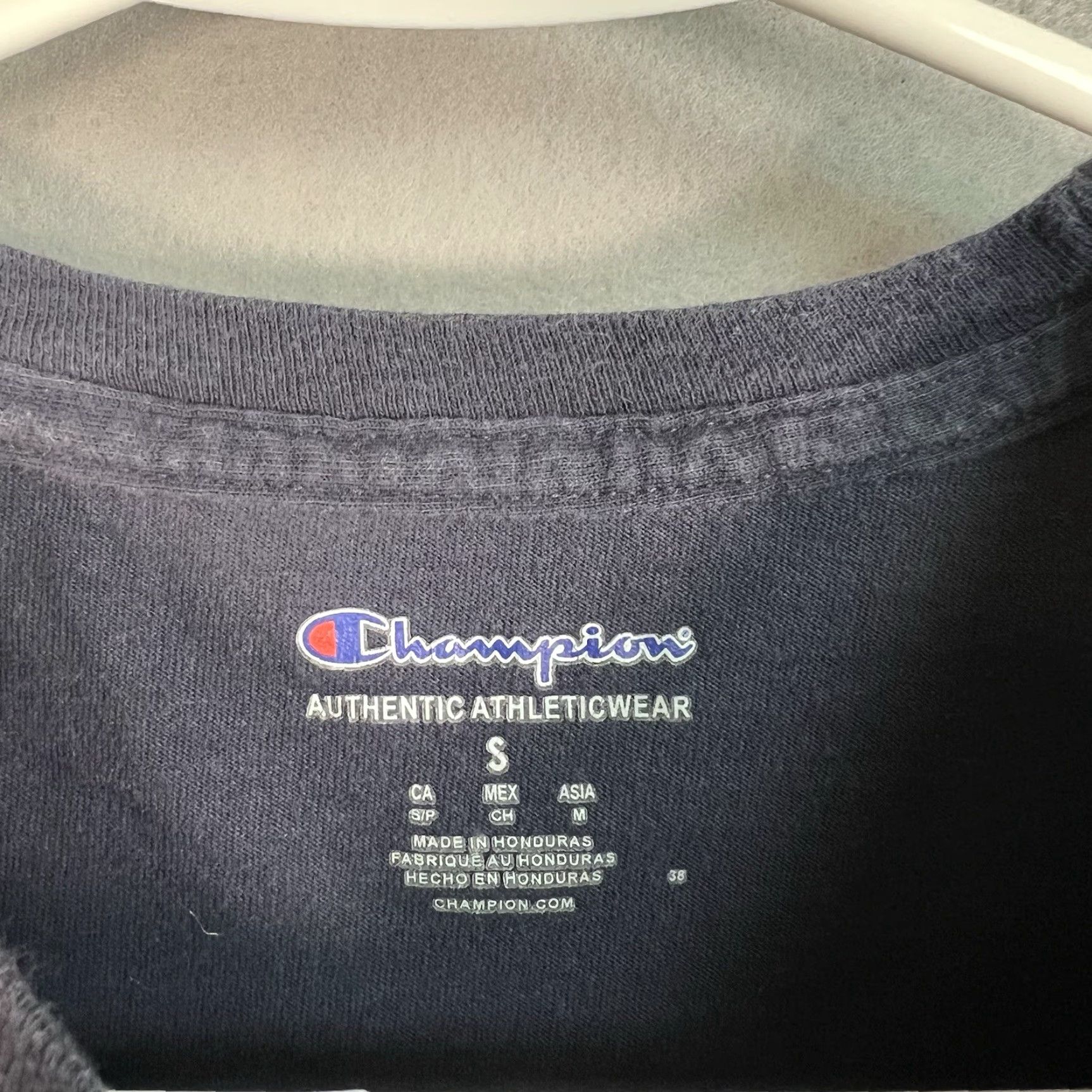 Champion VINTAGE Champion Shirt Adult Small Blue Script Spellout T Shirt Mens Size US S / EU 44-46 / 1 - 5 Thumbnail