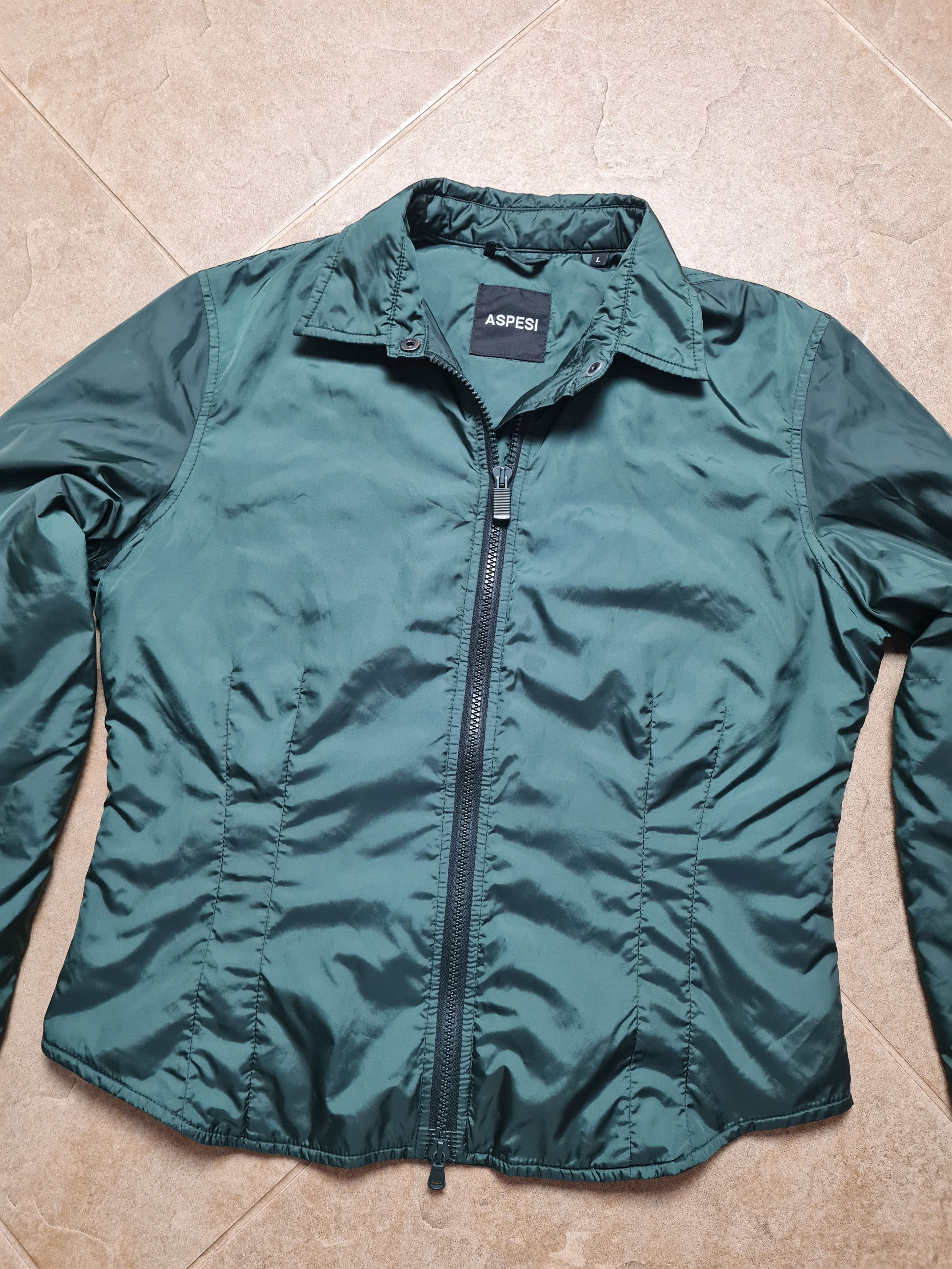 Aspesi ASPESI Women's Dark Green Nylon Jacket Full Zip Windbreaker Size L / US 10 / IT 46 - 9 Thumbnail