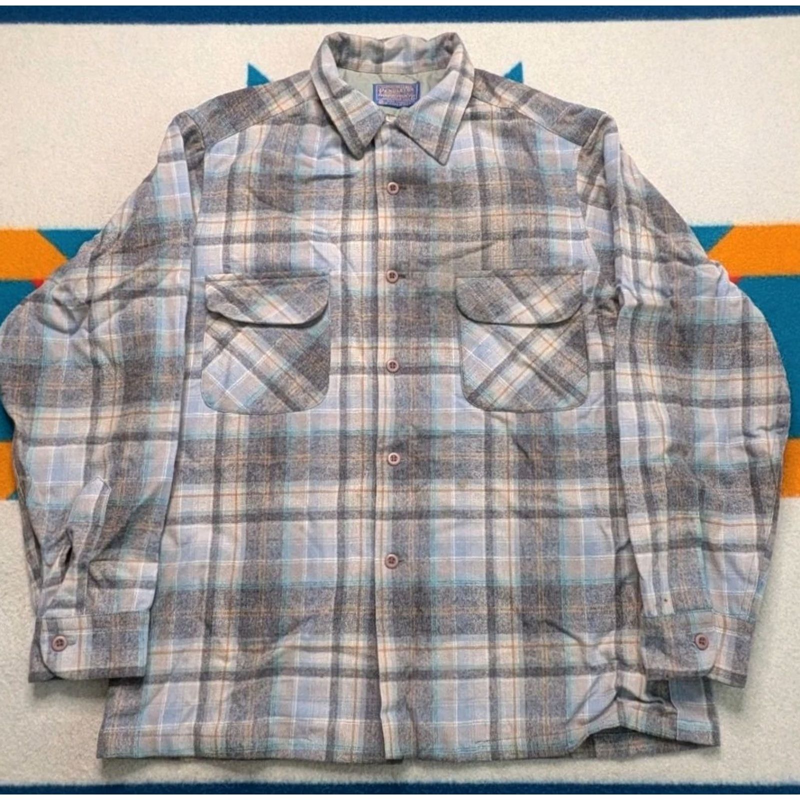 Pendleton VINTAGE Pendleton Wool Board Shirt Large L Plaid Button-Up Shirt Loop Collar Flap Pocket USA Made Mens Size US L / EU 52-54 / 3 - 2 Thumbnail