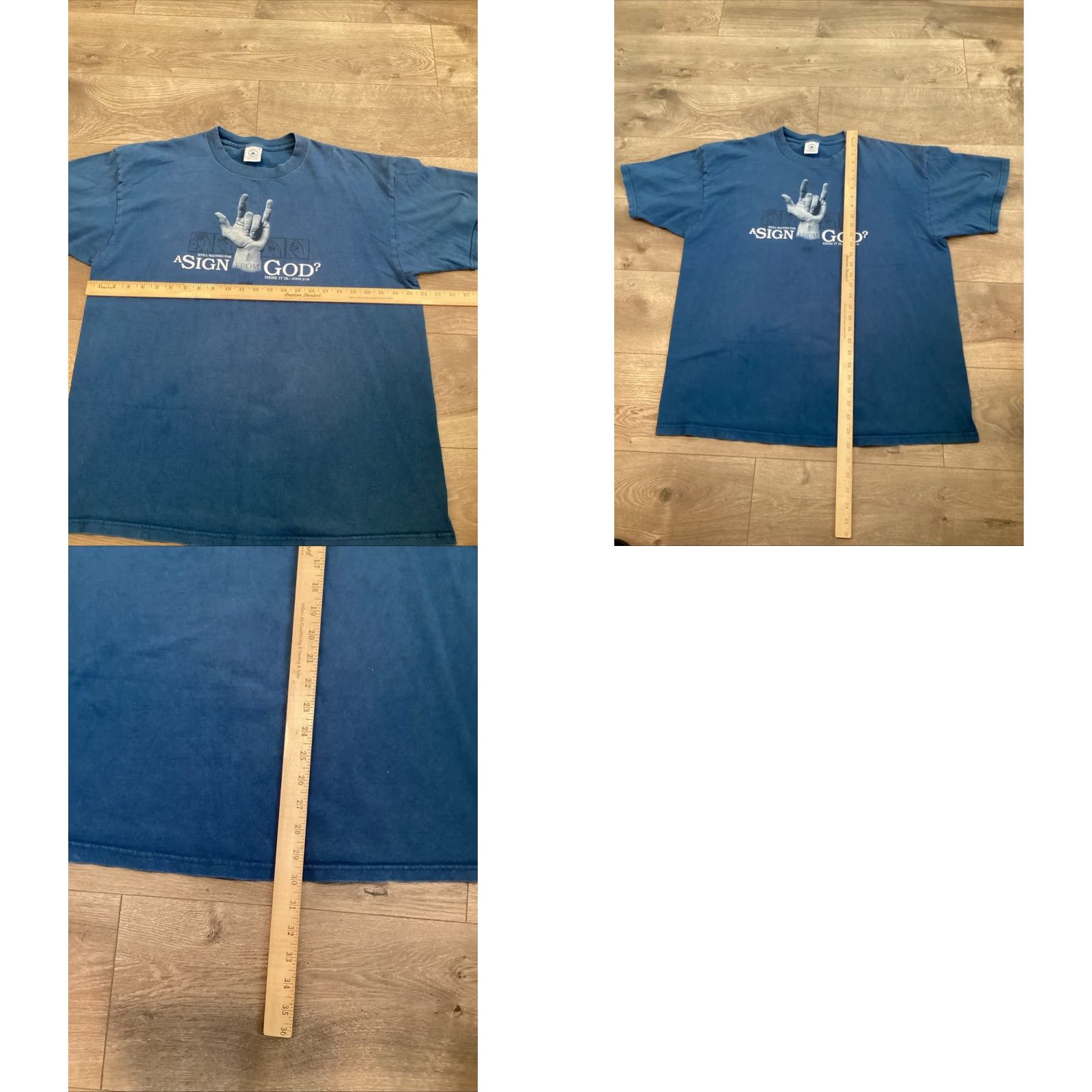 Delta VINTAGE John 3:16 Shirt Delta Pro Weight T-Shirt XL Blue Graphic Print Bible Love Christian Mens Size US XL / EU 56 / 4 - 8 Thumbnail