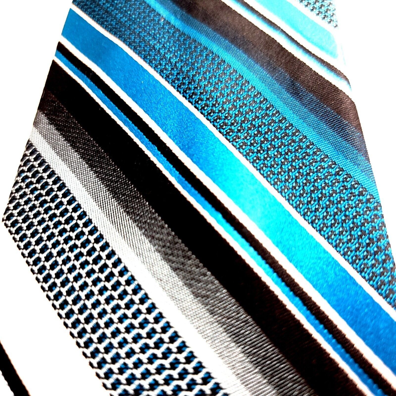 Arrow Arrow Woven Teal White Gray Black Striped Silk Tie Size ONE SIZE - 2 Thumbnail