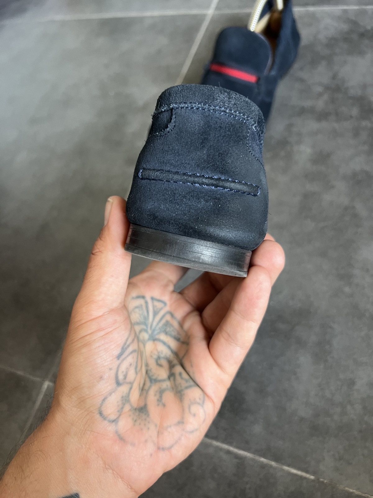 Designer × Gucci × Vintage Vintage GUCCI Web Stripe Suede Loafers Size US 7.5 / EU 40-41 - 6 Thumbnail