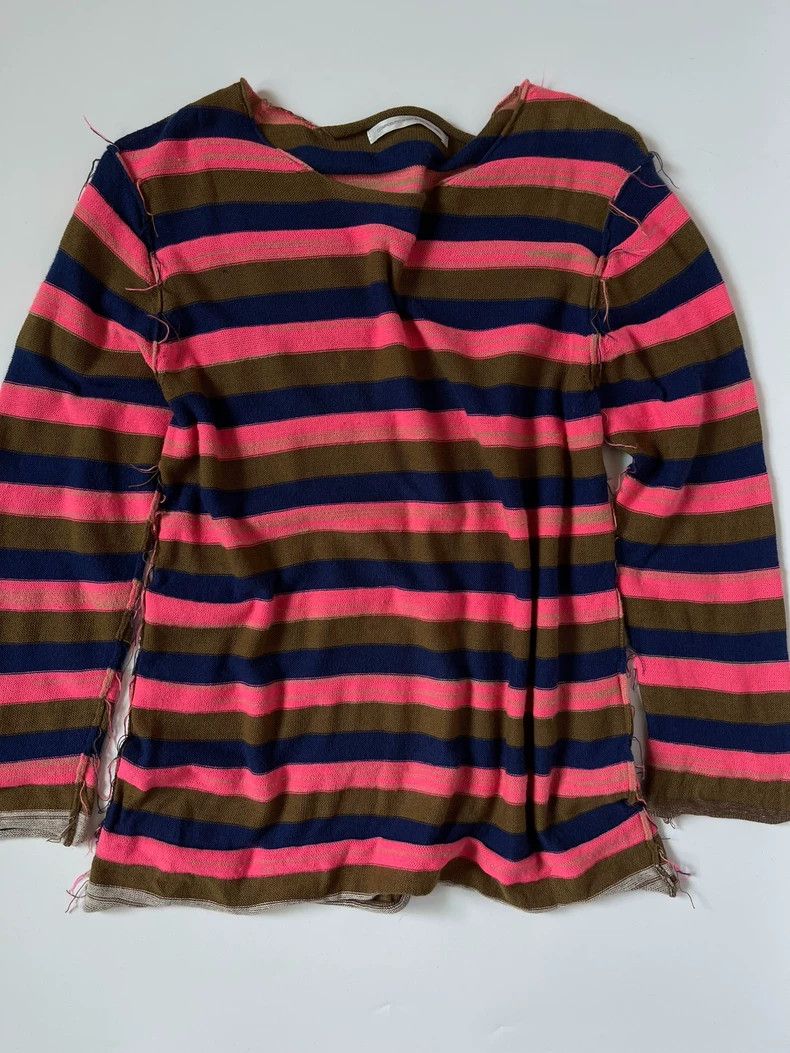 Y's Y's Upside-down striped fur-trimmed sweater Size US M / EU 48-50 / 2 - 1 Thumbnail