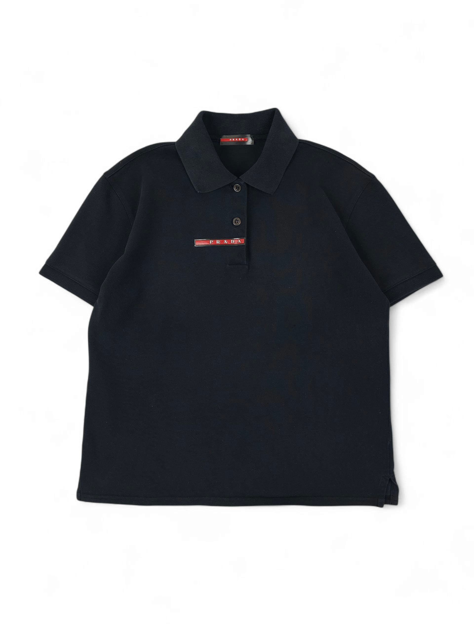 Prada 💎 Vintage Prada Classic Logo Black Polo Shirt Size XS Size M / US 6-8 / IT 42-44 - 3 Thumbnail