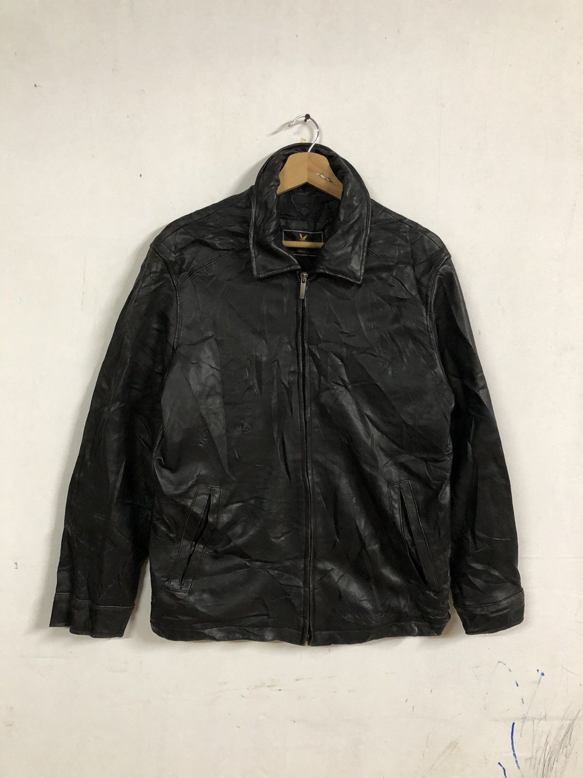 Designer × Lyle & Scott × Vintage Vintage 90’s Lyle & Schott Leather Jacket Zipper Size US M / EU 48-50 / 2 - 1 Thumbnail