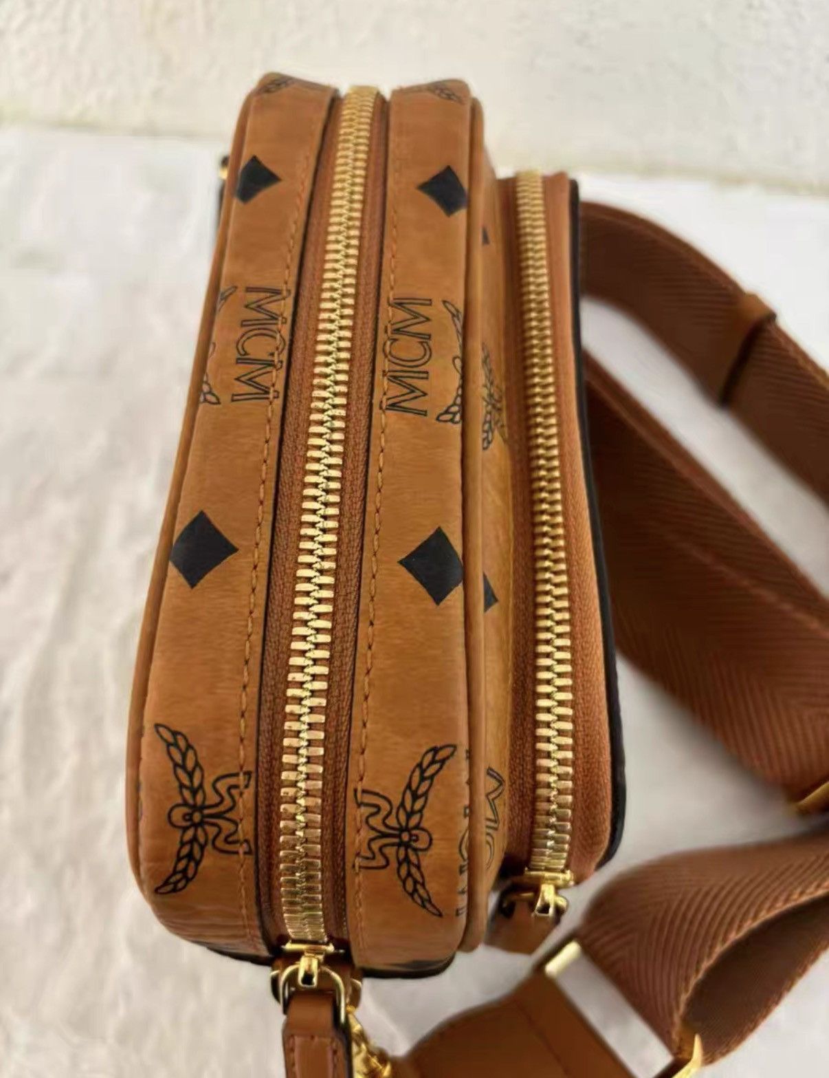 MCM MCM Cognac Monogram Printed Camera Shoulder Bag J38 Size ONE SIZE - 3 Thumbnail