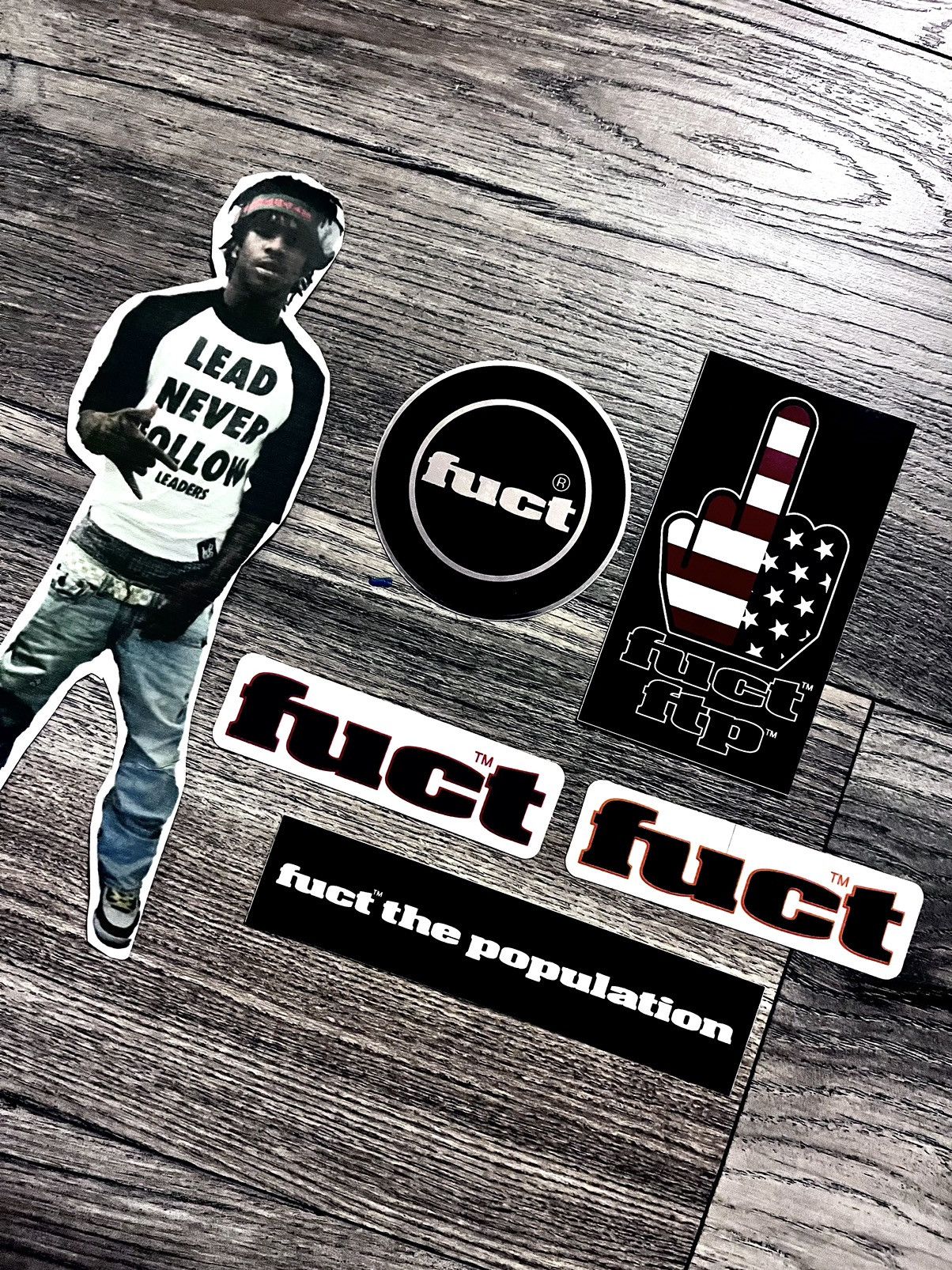 image of Fuck The Population x Fuct Ftp + Fuct Sticker Lot (Set Of 5) in White, Men's