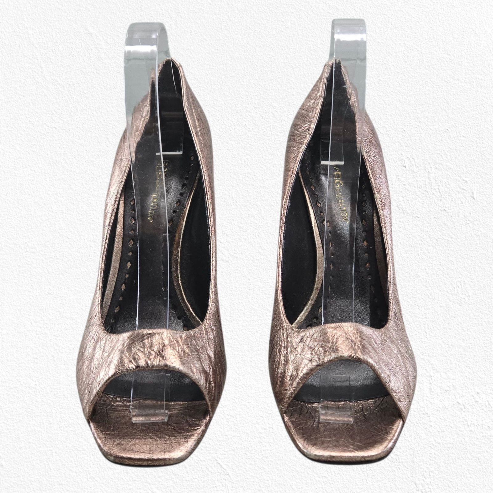 Bcbgmaxazria BCBGeneration Bronze Metallic Peep Toe Stiletto Heels Size 9 Size US 9 / IT 39 - 2 Thumbnail