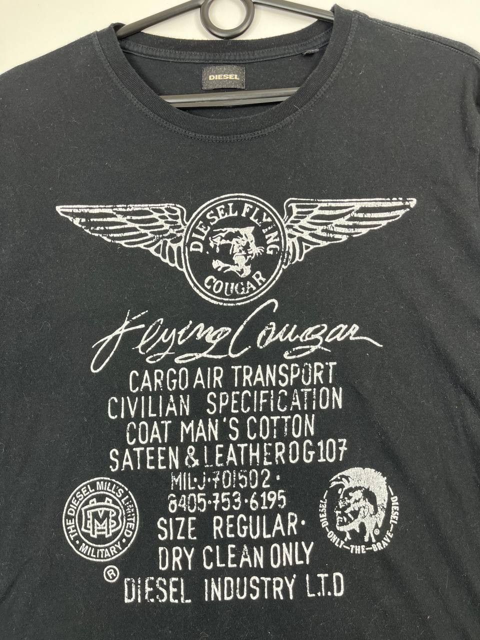 Diesel Diesel Flying Cougar Graphic T Shirt Black Logo Print Mens L Size US L / EU 52-54 / 3 - 2 Thumbnail