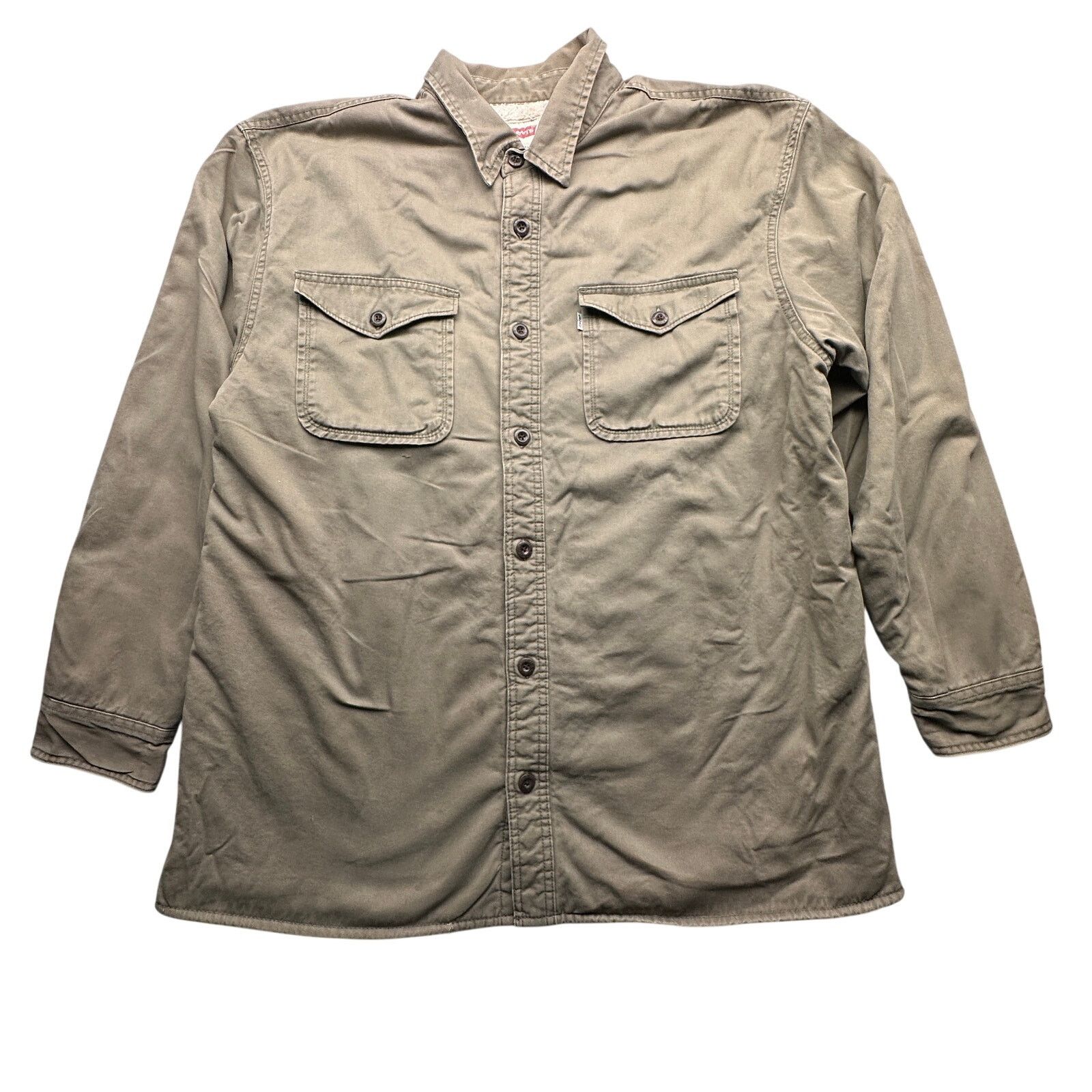 Levi's Levis Sherpa Pile Lined Button Up Shacket Shirt Men XL Brown Size US XL / EU 56 / 4 - 1 Thumbnail