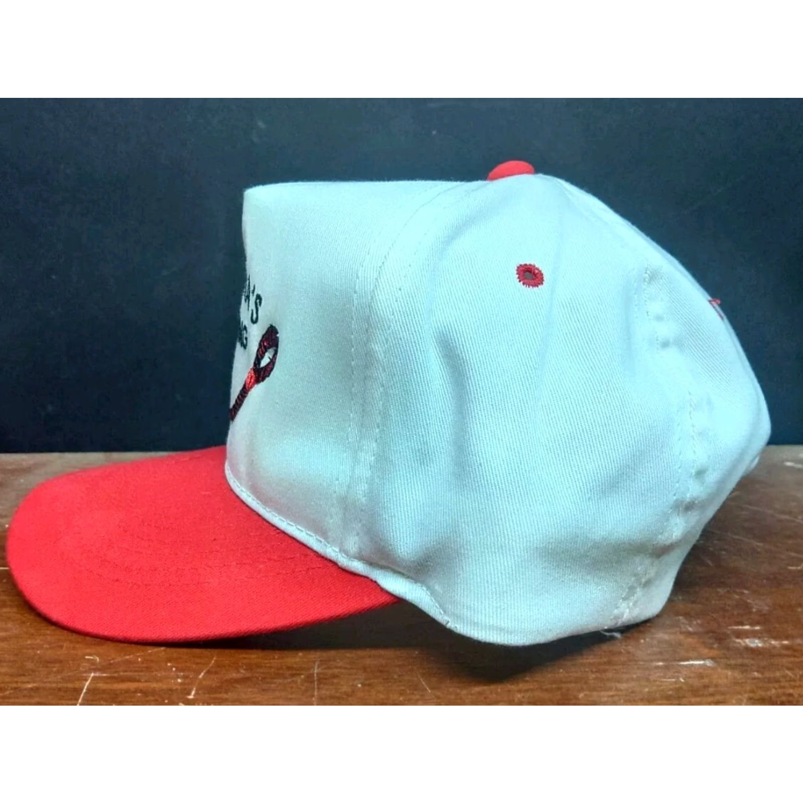 Vintage VINTAGE 80s Carolina's Rigging White Red Snapback Hat Men One Size White Cotton Foam Canvas Adjustable Trucker Hat Fishing Theme 80s Mens Size ONE SIZE - 5 Thumbnail
