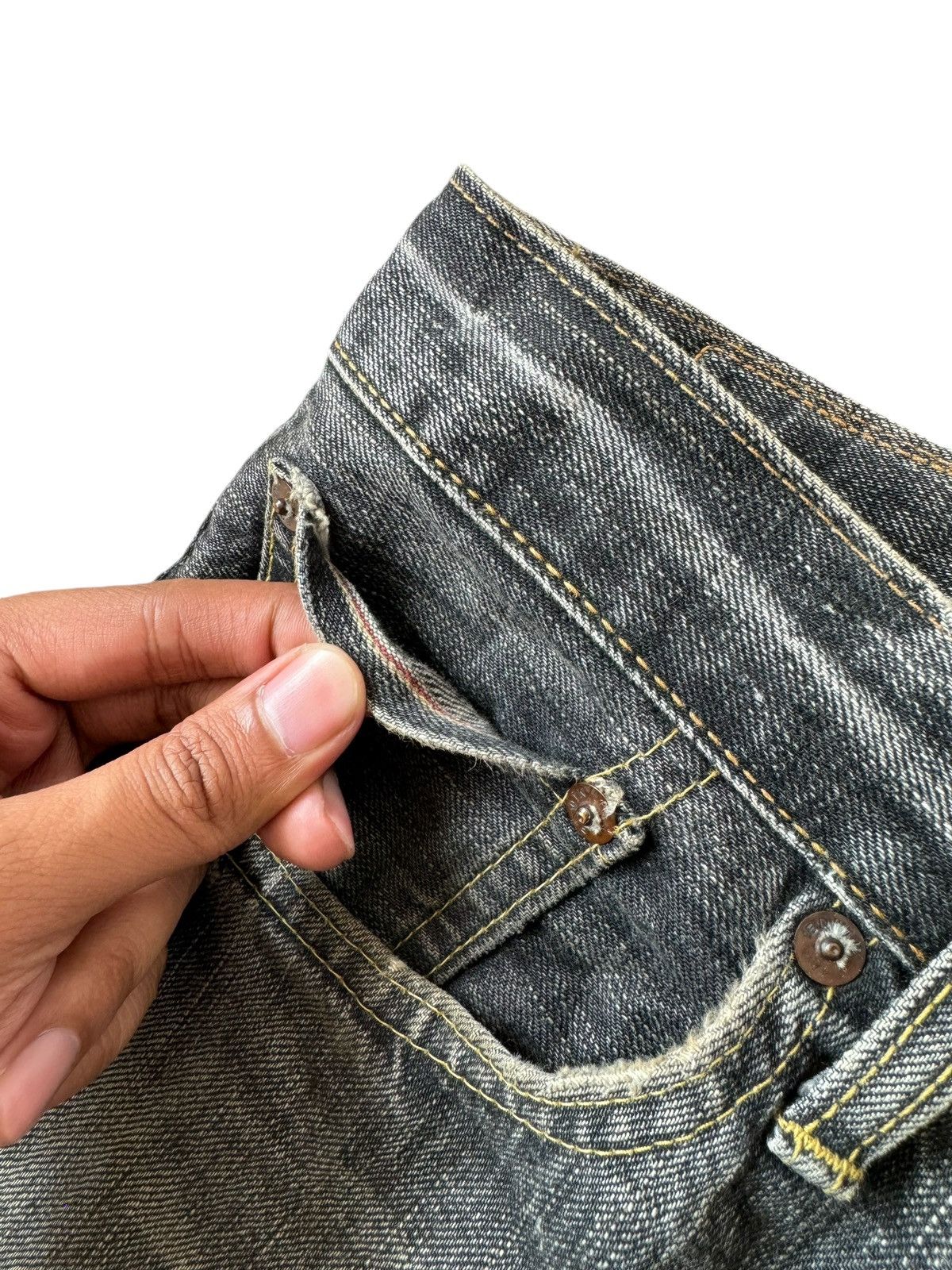 If Six Was Nine Vintage Edwin 505ZX Mud Wash Selvedge Jeans Size US 33 - 4 Thumbnail