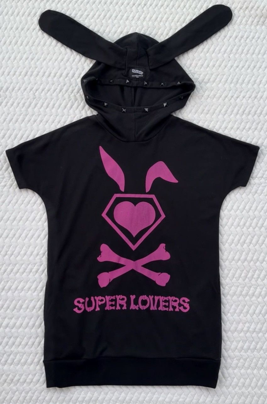 Super Lovers Super Lovers Bunny Hoodie Black Pink Logo Y2K Japan Size M / US 6-8 / IT 42-44 - 2 Thumbnail