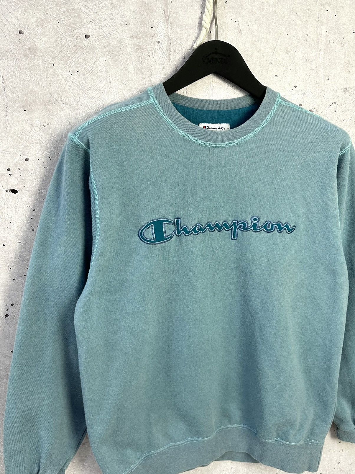 Champion × Vintage Vintage Y2K Champion Blue Cotton Sweatshirt Size US S / EU 44-46 / 1 - 2 Thumbnail
