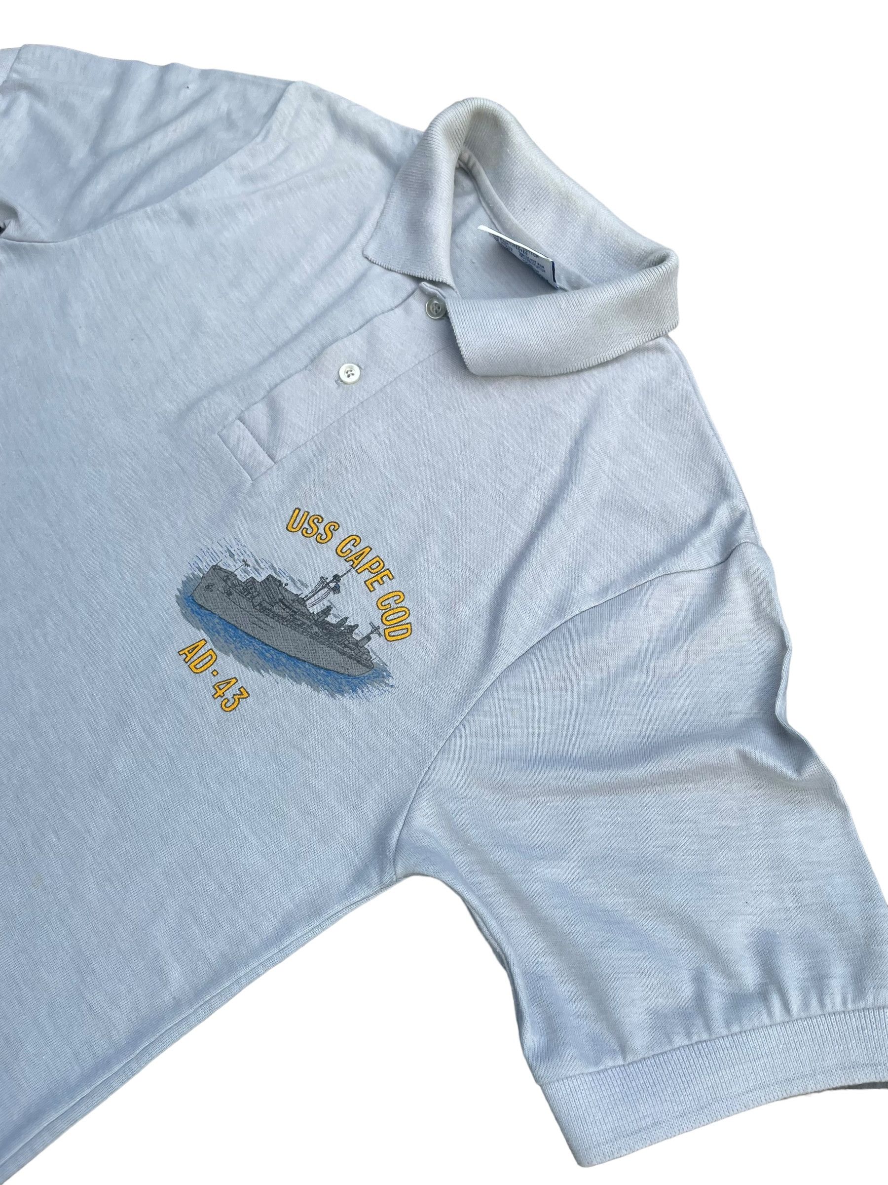 Hanes × Vintage Vintage 80's Hanes Uss Cape COd AD-43 Polo Tee Size US S / EU 44-46 / 1 - 2 Thumbnail