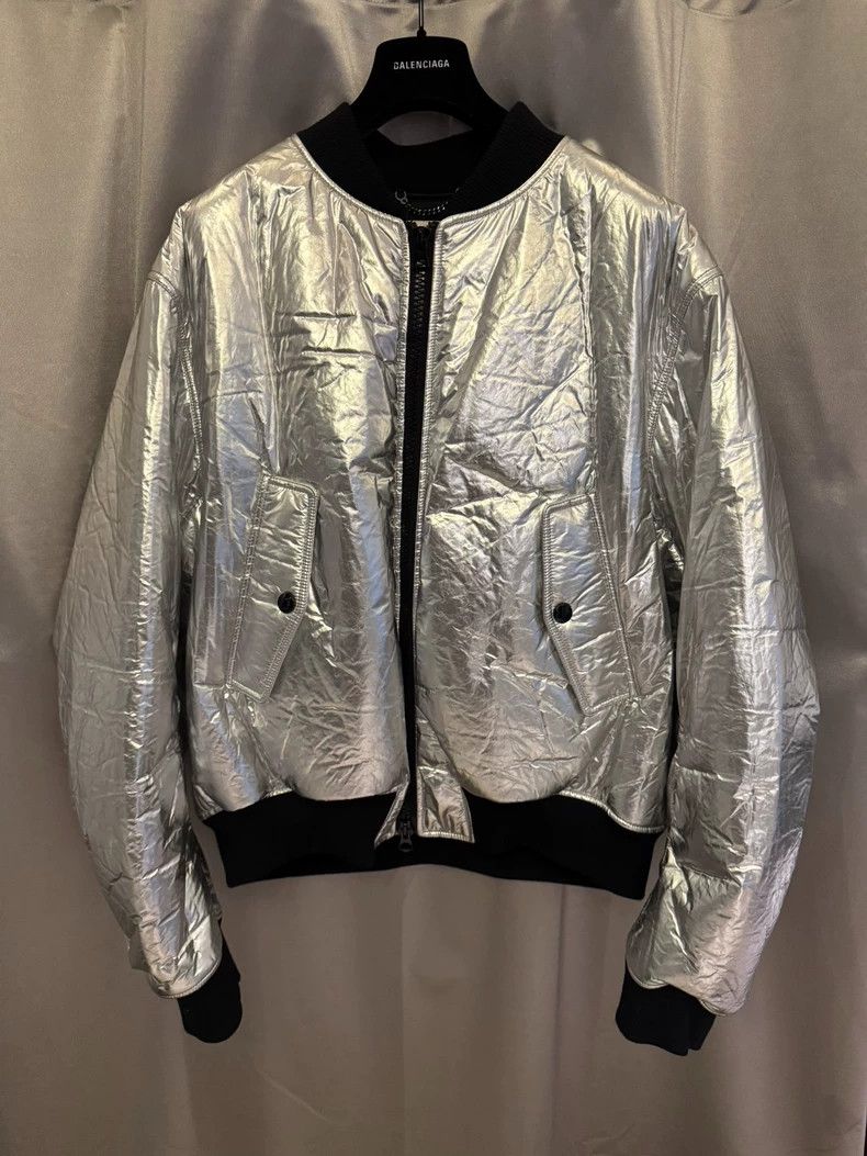 Dries Van Noten dries van noten Liquid Silver Back Zip Pleated Jacket 2501 Size US L / EU 52-54 / 3 - 1 Thumbnail