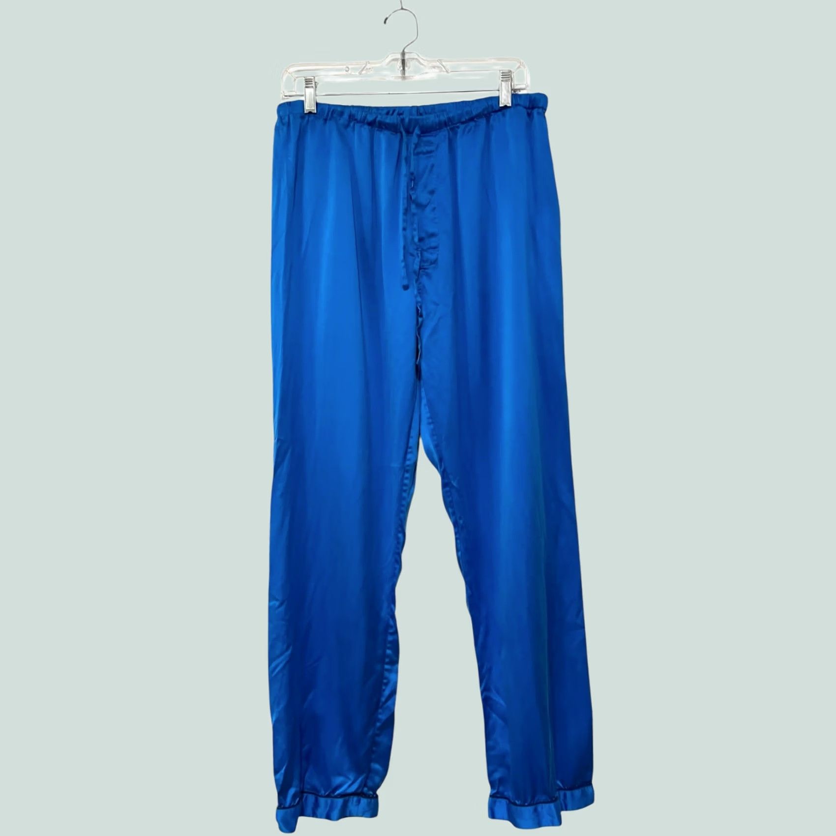 Mulberry Cold Posh Mulberry Silk Pajama Pants Bottoms Blue Lightweight Drawstring Sz L Women Lounge Pants Silk Solid Pattern Regular Seasonal Classic – Mens? Size 36" / US 14 / IT 50 - 1 Thumbnail