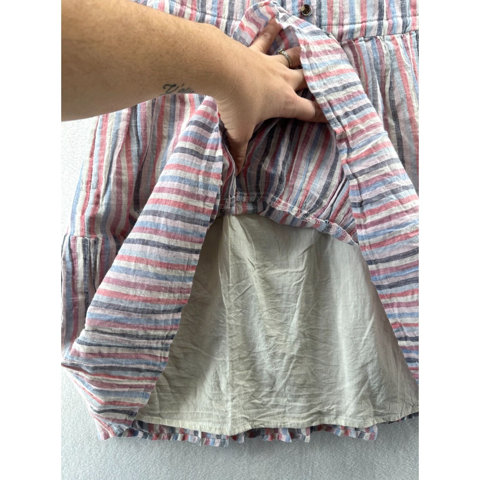 Sundry Sundry Striped Dress Long Sleeve Fit & Flare Cotton Womens Size 1 Knee Length Multicolor Casual Womens Size XS / US 0-2 / IT 36-38 - 6 Thumbnail