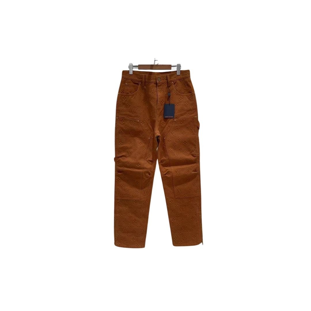 image of Louis Vuitton Monogram Workwear Denim Pants in Brown, Men's (Size 31)