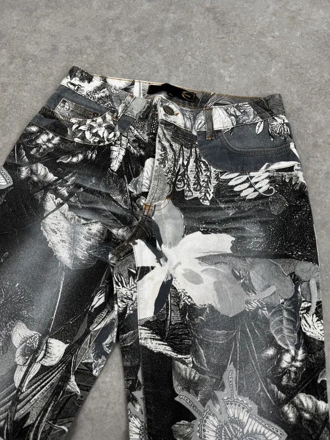 Roberto Cavalli Just Cavalli Black & White Floral Printed Pants Size 26" / US 2 / IT 38 - 6 Thumbnail
