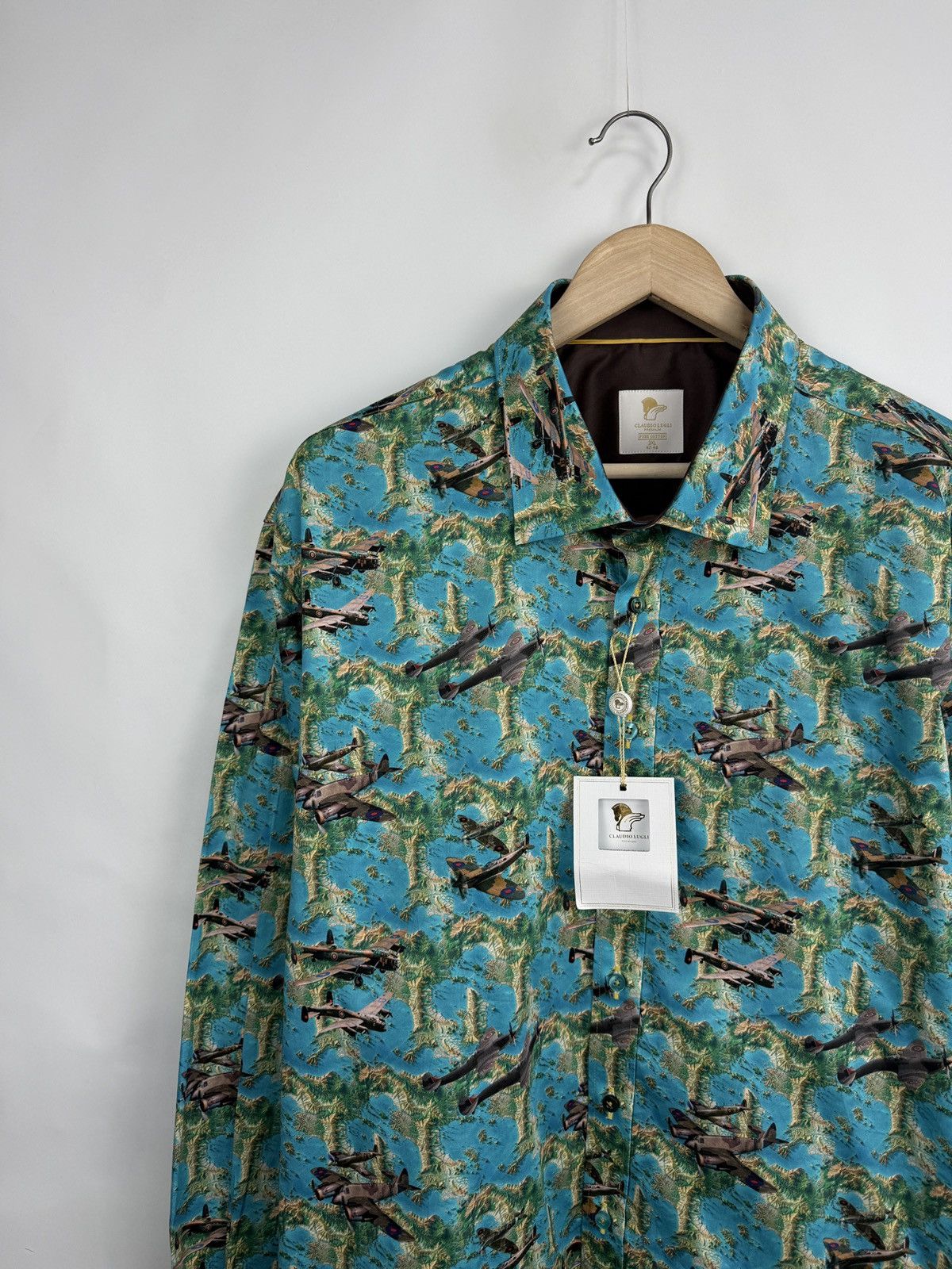 Other ❗️NEW 🇮🇹 Claudio Lugli Lancaster Sky Airplane Luxury Shirt Size US XXL / EU 58 / 5 - 4 Thumbnail