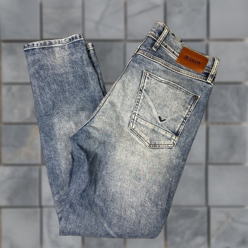 Hudson VINTAGE Hudson Jeans Mens 33 Blue Relaxed Sartor Skinny Zip Fly Stretch Distressed Rare Jeans Mens XS? Size US 33 - 1 Thumbnail