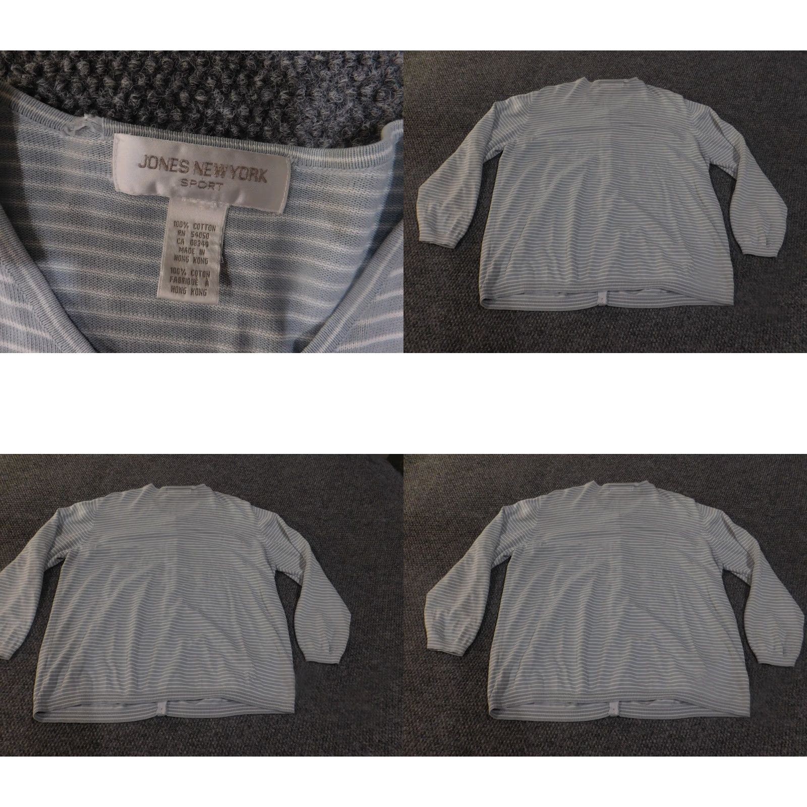 Jones New York Jones New York Sweater Cardigan Womens 2X Blue White Striped Button Crew Neck Puff Sleeve Size XXL / US 16-18 / IT 52-54 - 8 Thumbnail