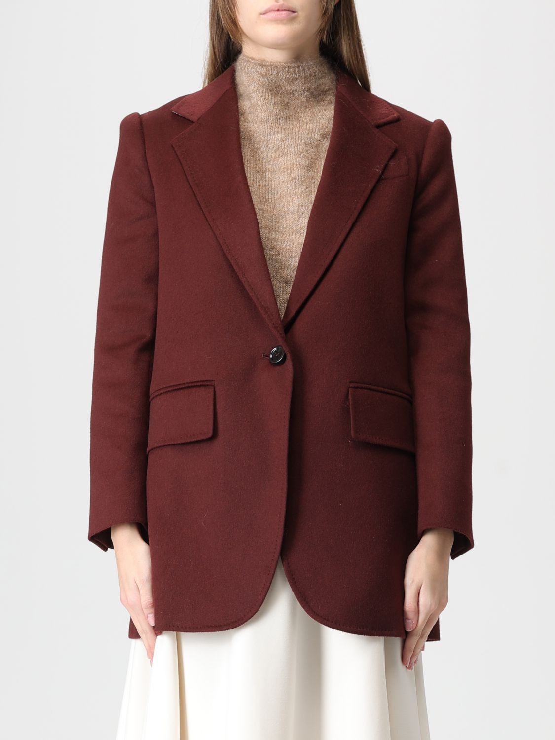 Max Mara Max Mara Jacket Woman Burgundy Size XS / US 0-2 / IT 36-38 - 1 Thumbnail