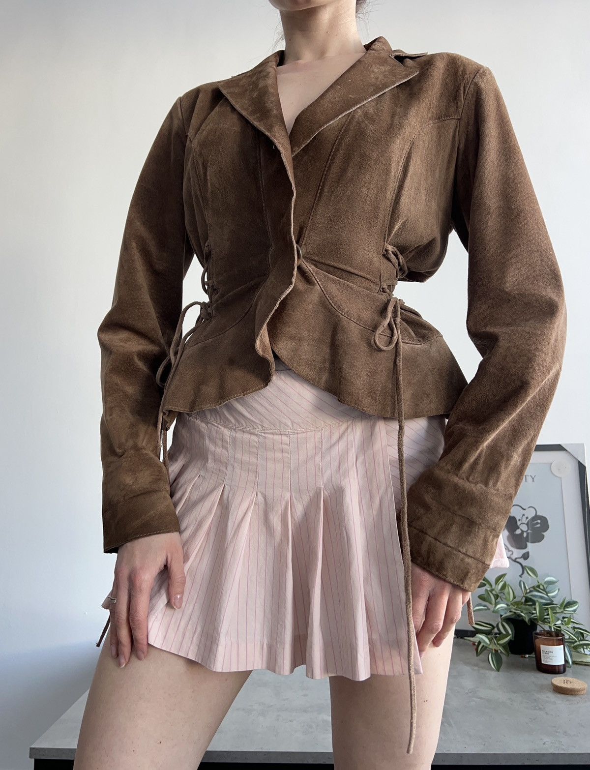 Japanese Brand × Vintage Suede Beautiful Rare Vintage Leather Jacket Brown Y2K Size S / US 4 / IT 40 - 1 Thumbnail
