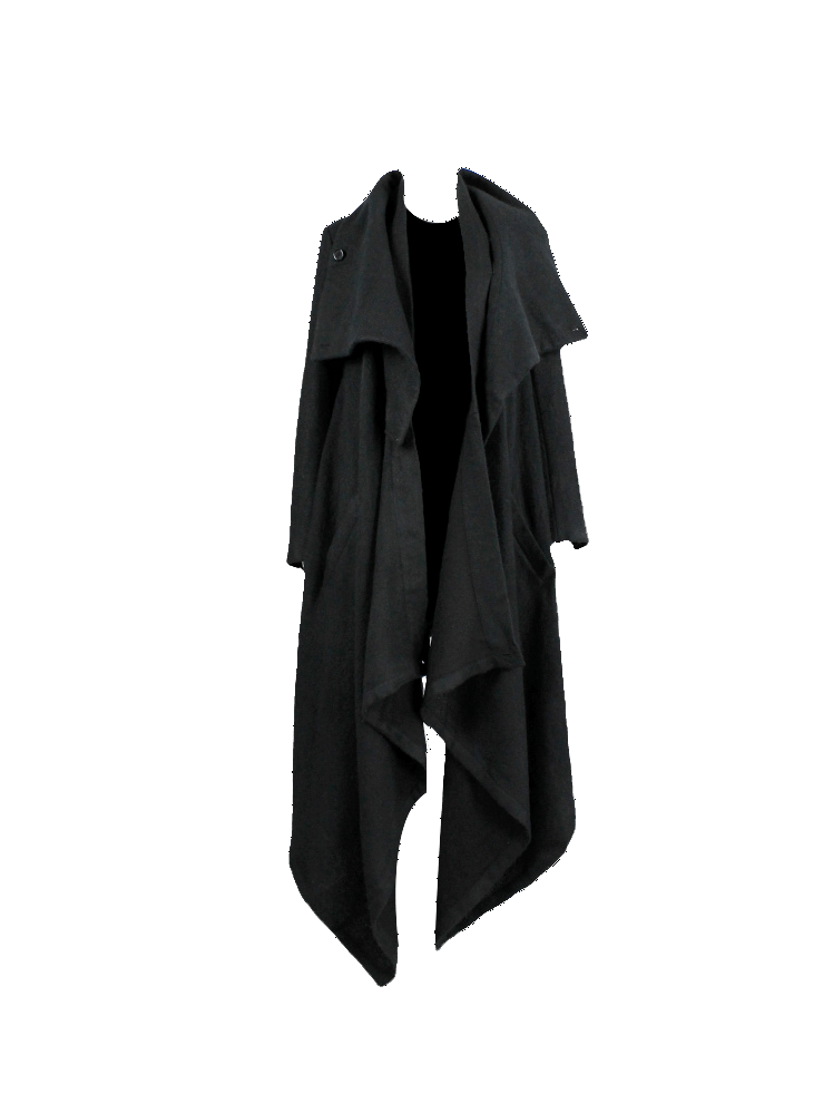image of Ann Demeulemeester Black Draped Maxi Coat, Women's (Size Small)
