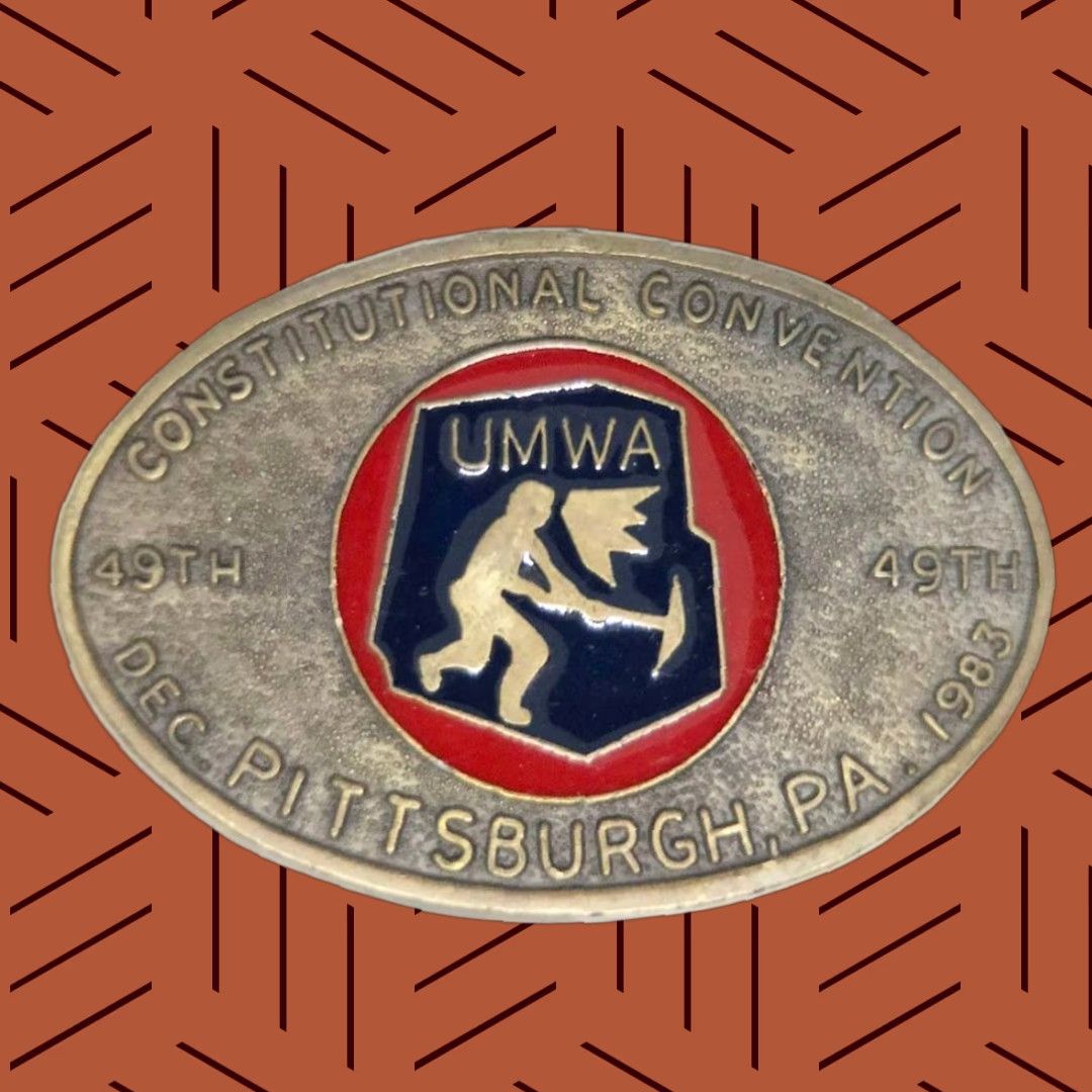Vintage VINTAGE Belt Buckle UMWA United Mine Workers America Coal Convention 1983 Vintage Belt Buckle Mens Size ONE SIZE - 1 Thumbnail