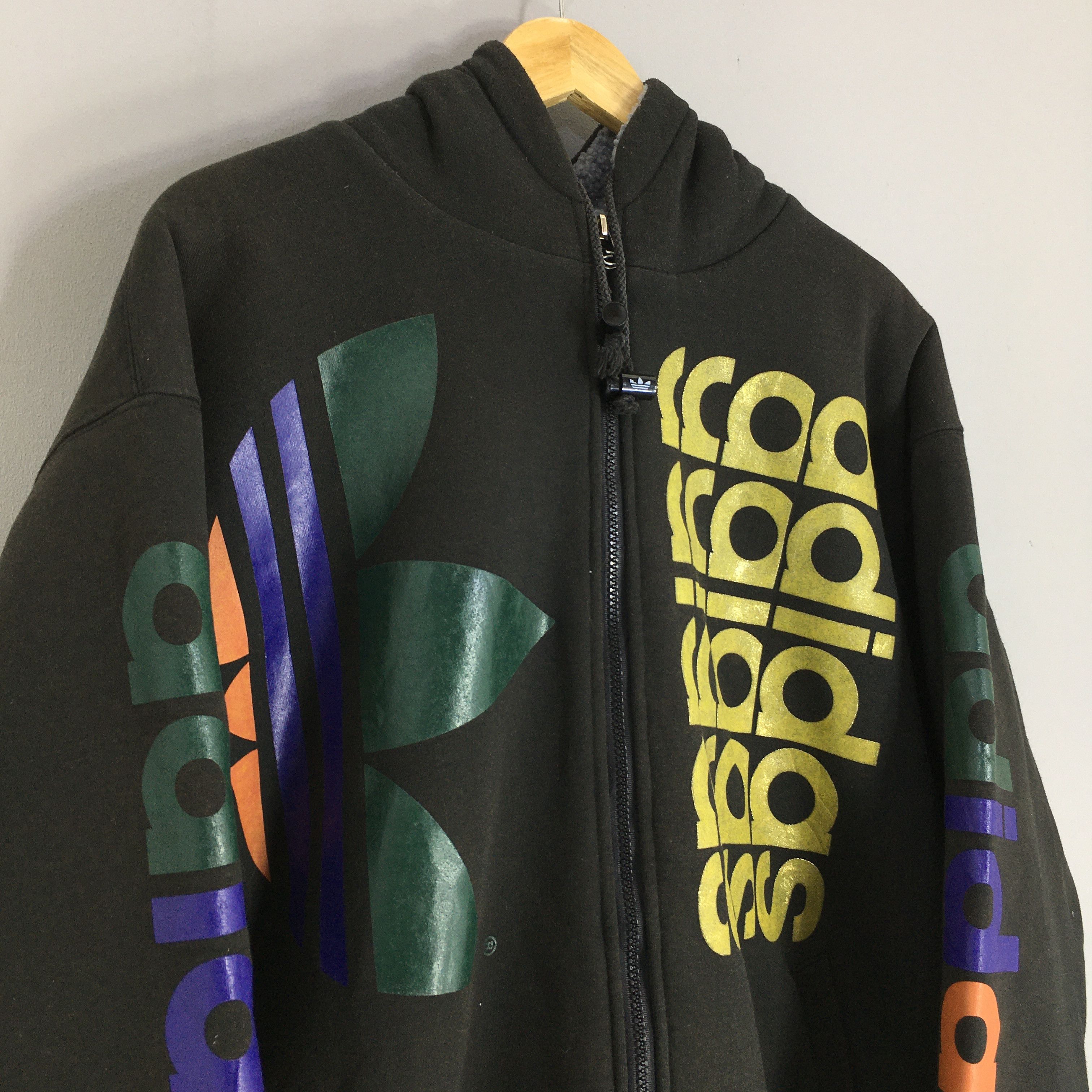 Adidas × RUN DMC × Vintage Vintage Adidas Trefoil Sherpa Hoodie Sweatshirt Medium Size US M / EU 48-50 / 2 - 3 Thumbnail