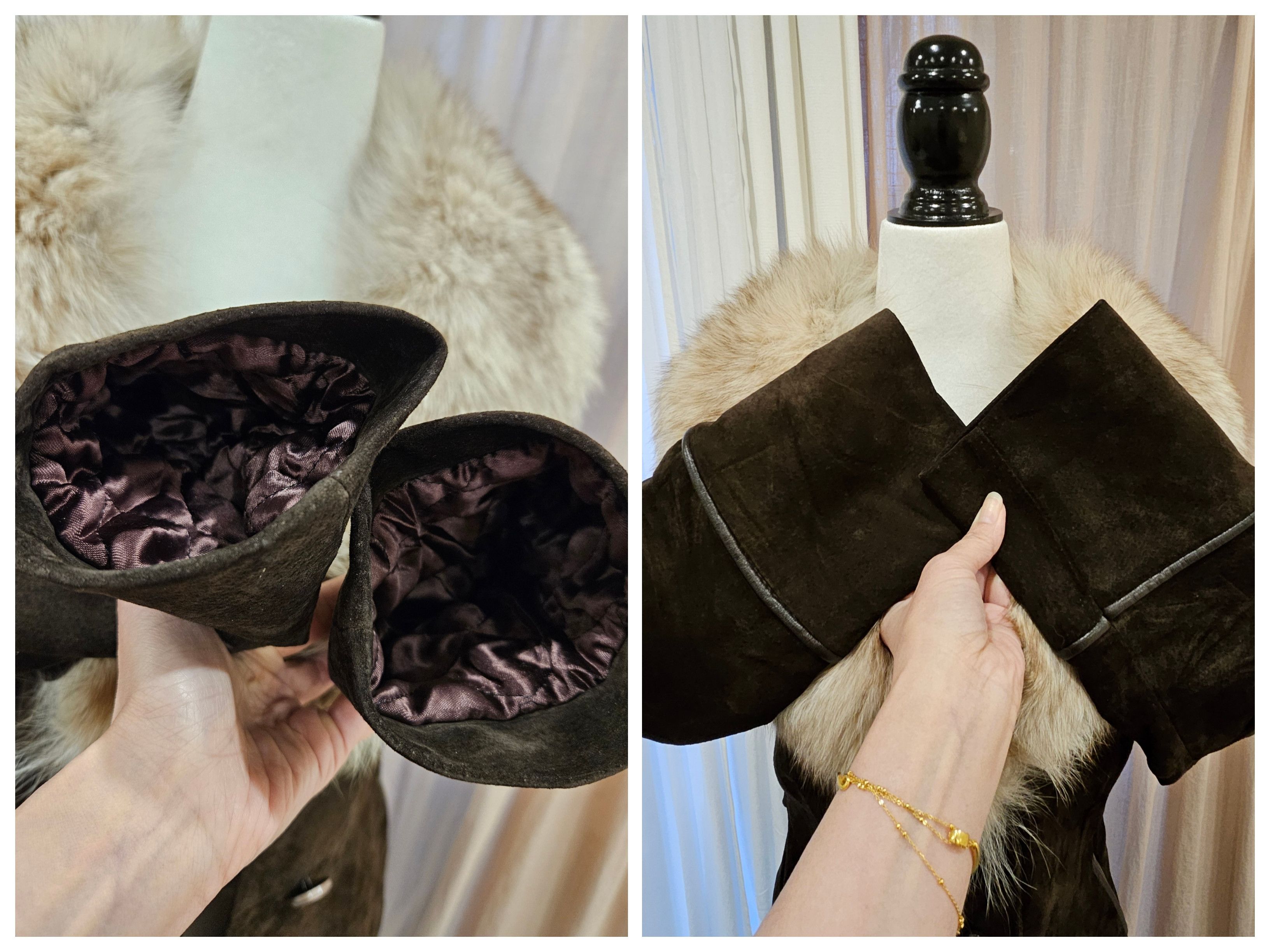 Vintage Vintage Suede Leather Fit-Flare Boho Princess Real Fur Coat Size M / US 6-8 / IT 42-44 - 6 Thumbnail