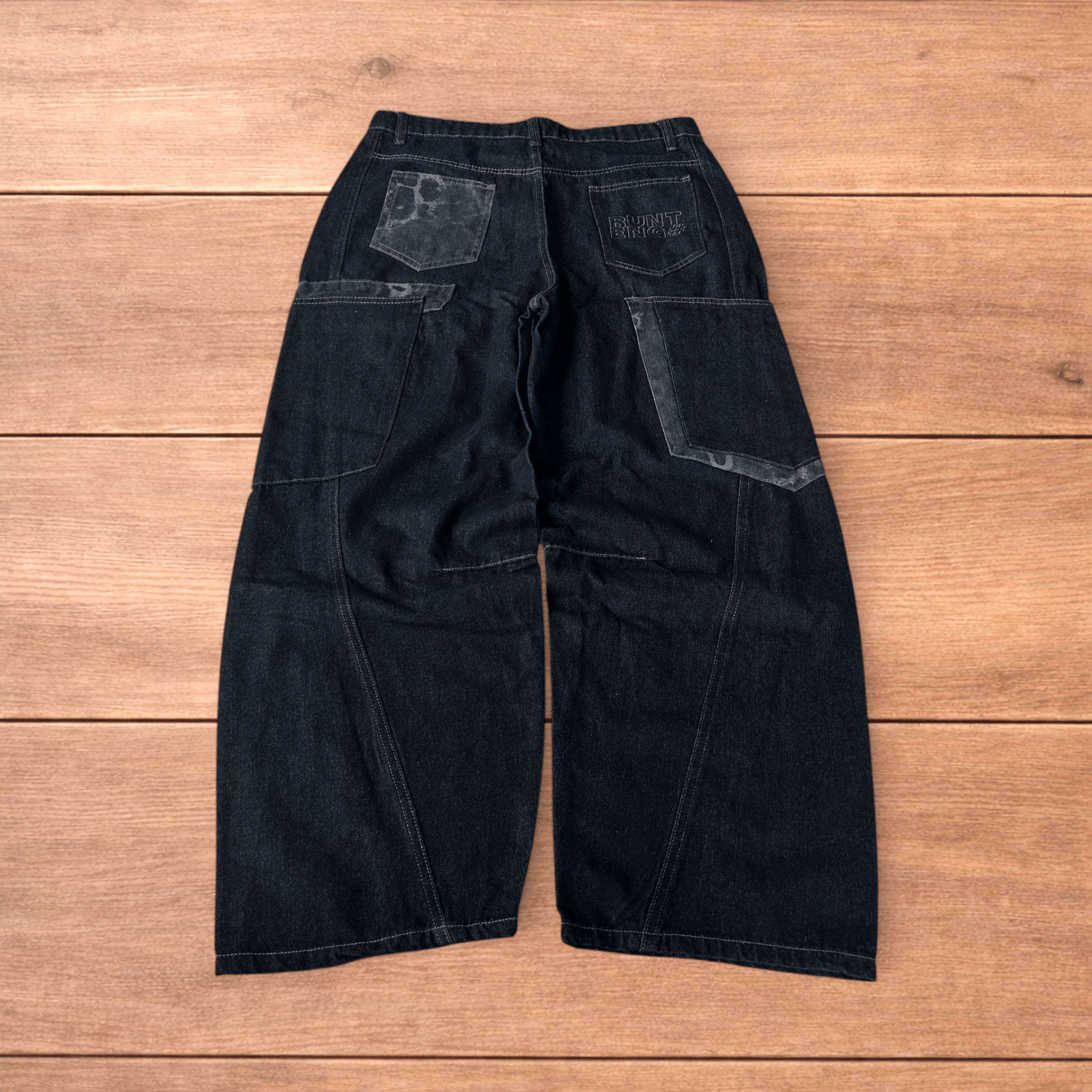 Japanese Brand Baggy wide leg jeans with leopard print in dark blue. Size US 36 / EU 52 - 1 Thumbnail