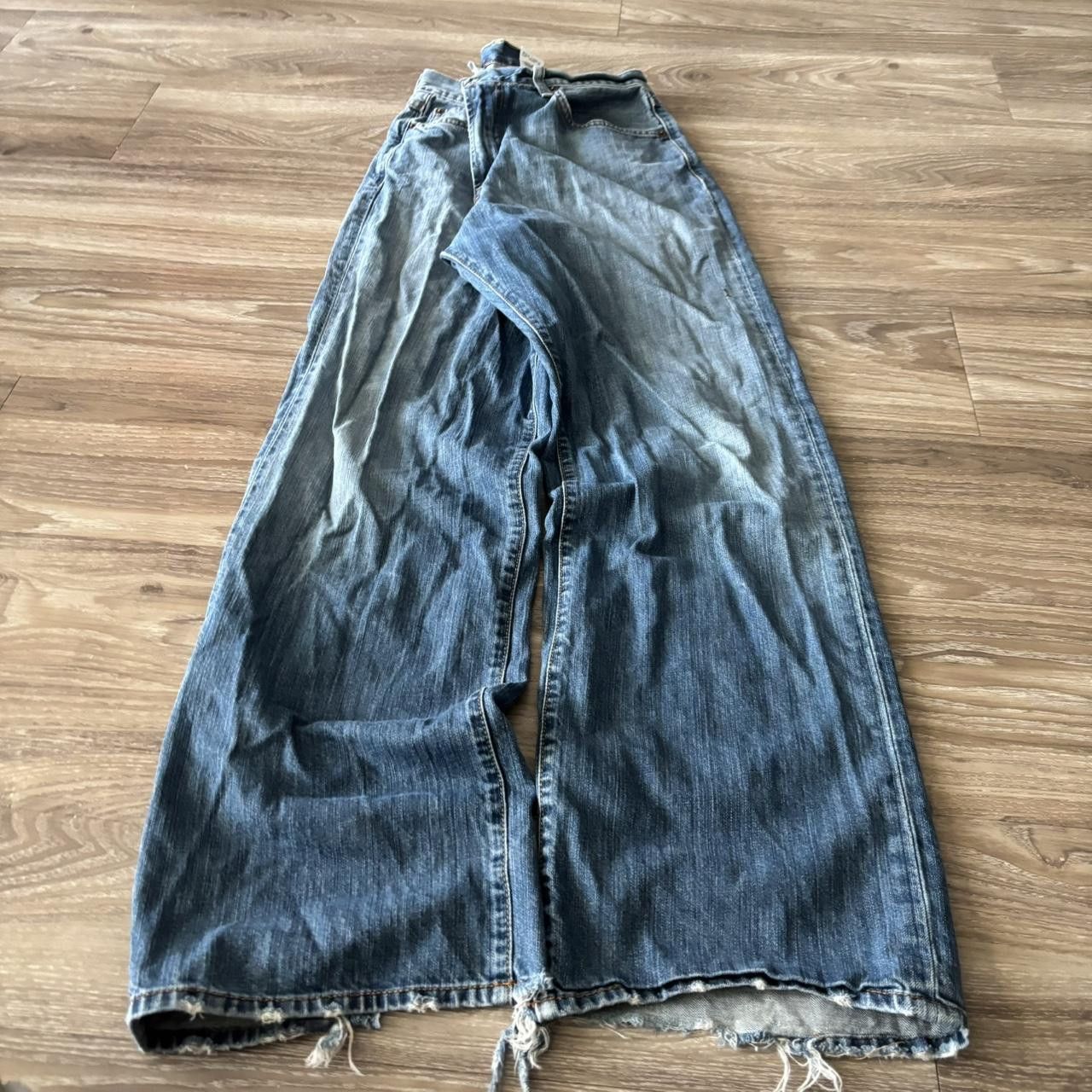 Japanese Brand Crazy Vintage Y2K/2000s Baggy Dark Wash Grunge Distressed Skater Denim Jeans! Size US 34 / EU 50 - 3 Thumbnail
